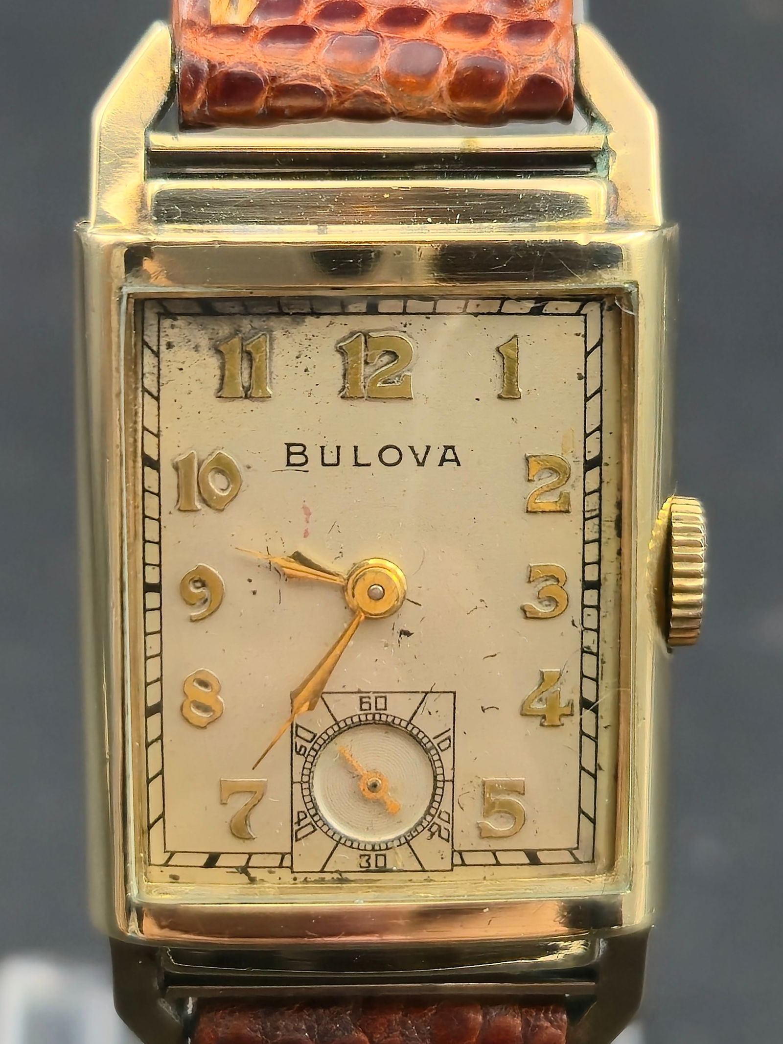 1930s Bulova Art Deco Rectangular 10K GF Small Seconds 21mm Running (1 of 11)