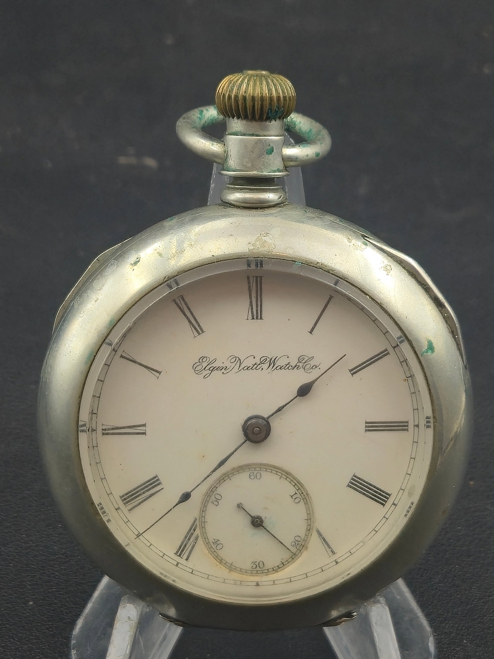 1892 Elgin Grade 73 18s 7J Open Face Pocket Watch Silverine Running (1 of 8)