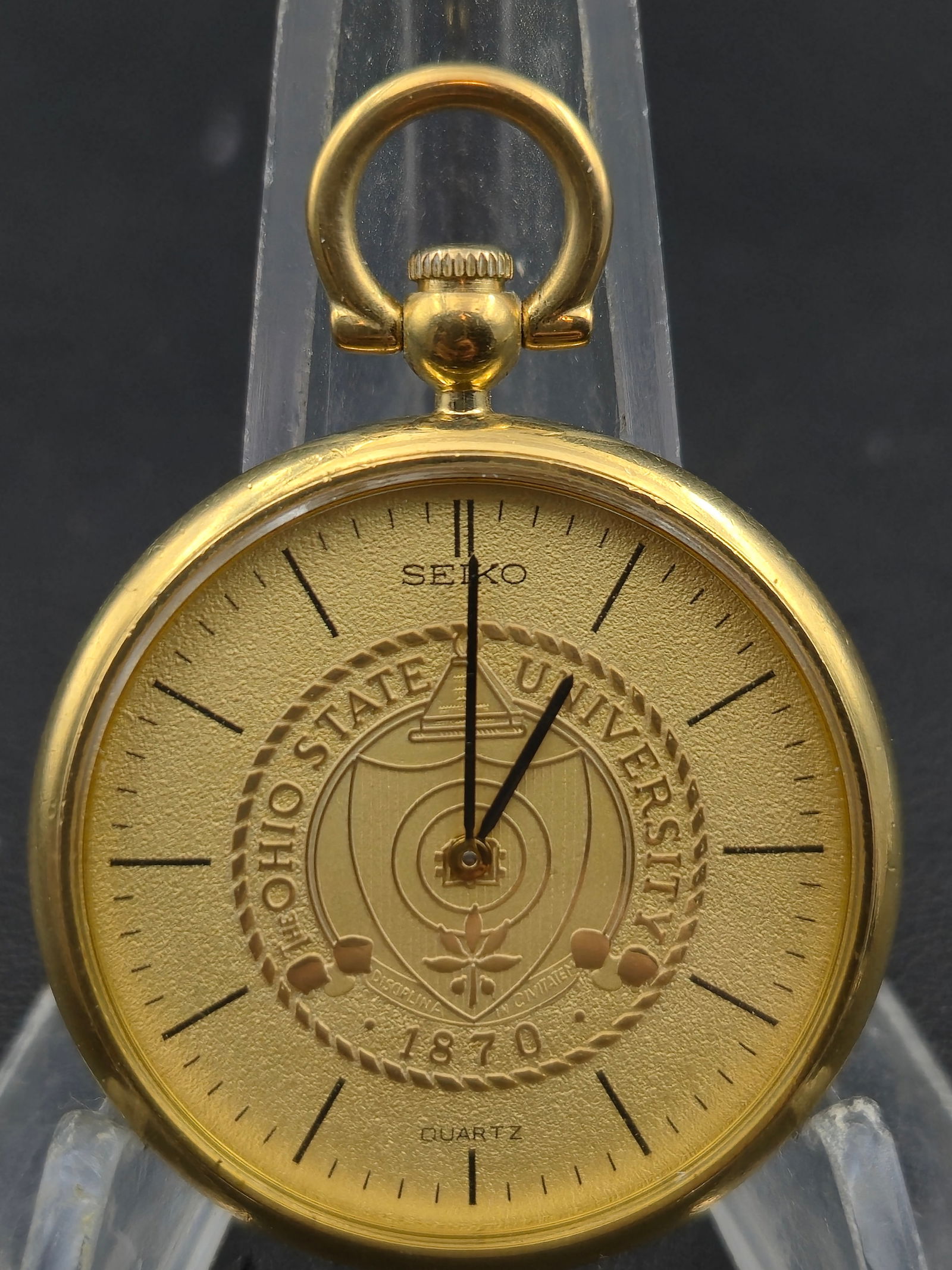 1988 Seiko Ohio State University Commemorative Pocket Watch 38mm Quartz Running (1 of 8)