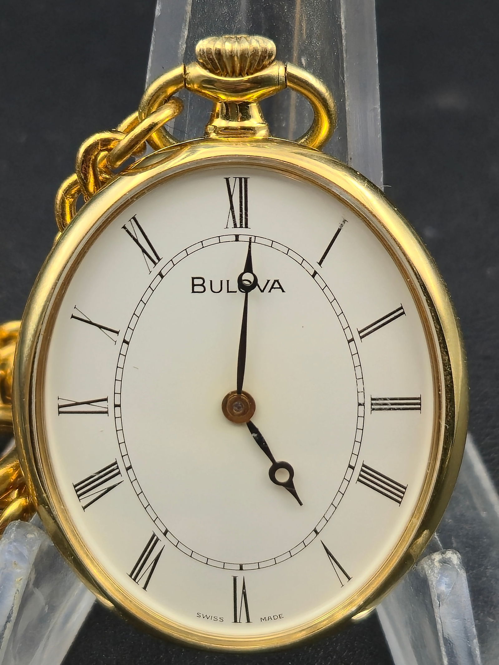 Late 20th Century Bulova Pocket Watch Gold Tone Roman Dial 34mm Running (1 of 7)