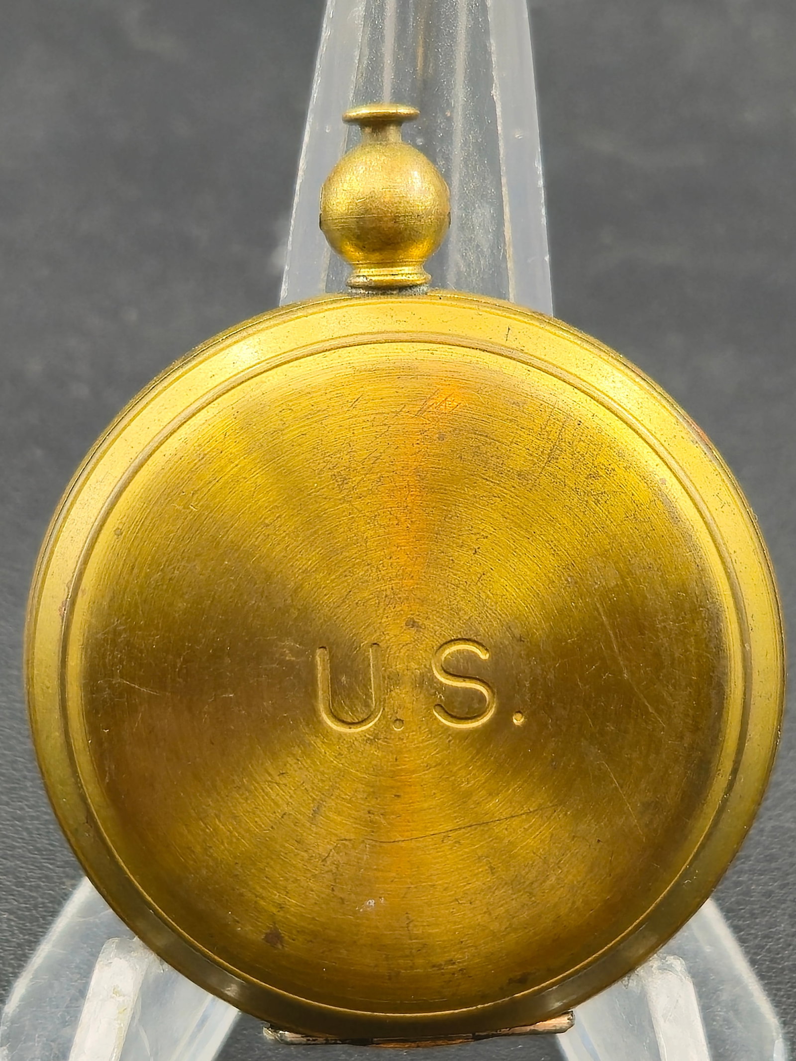 Waltham U.S. Military Style Pocket Compass Brass Case 46mm Hinged Lid (1 of 8)
