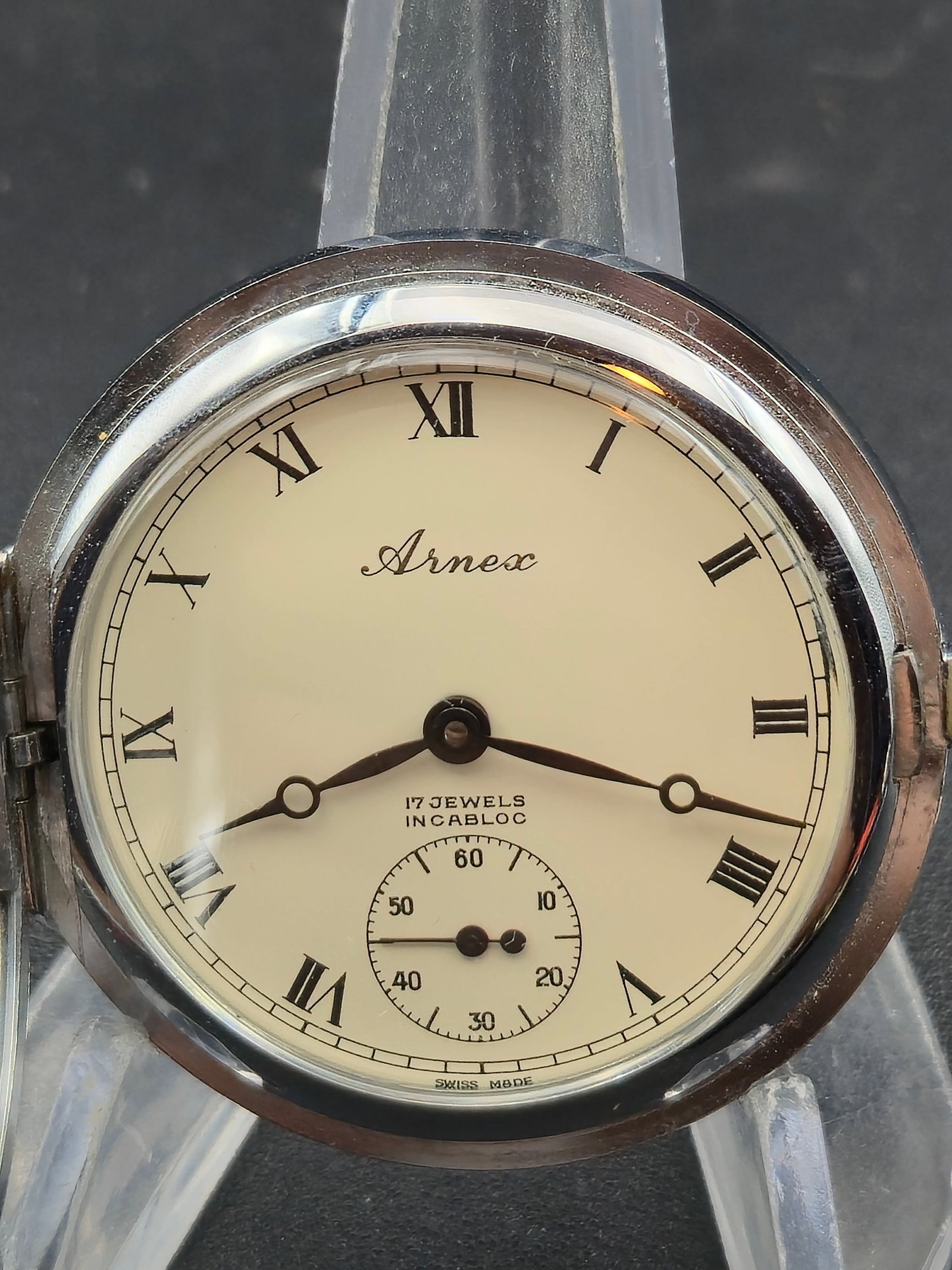 Circa 1965 Arnex Swiss Pocket Watch 45mm Base Metal 17J Incabloc Running (1 of 10)