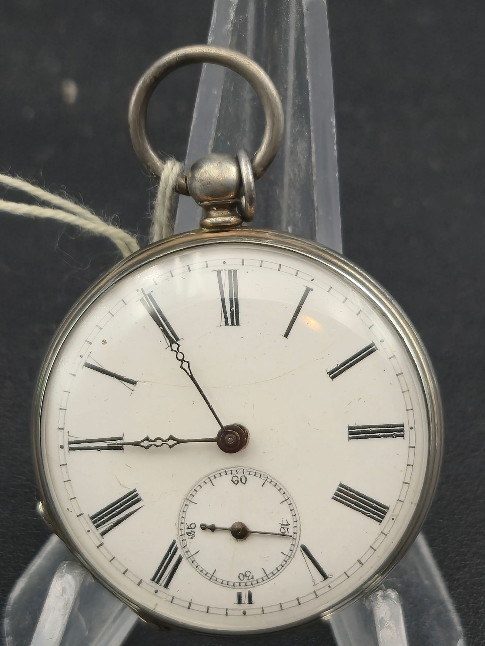Circa 1870 Swiss Cylindre Key-Wind Pocket Watch .800 Silver 42mm Running (1 of 12)