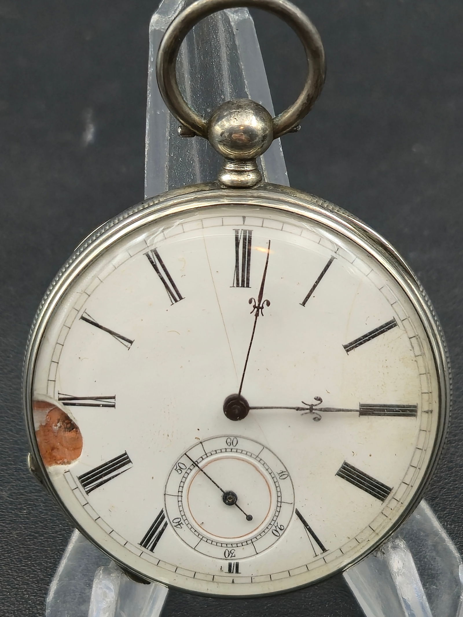 Circa 1880 Swiss Cylindre Pocket Watch .800 Silver 47mm Key Wind Running Intermittent (1 of 12)