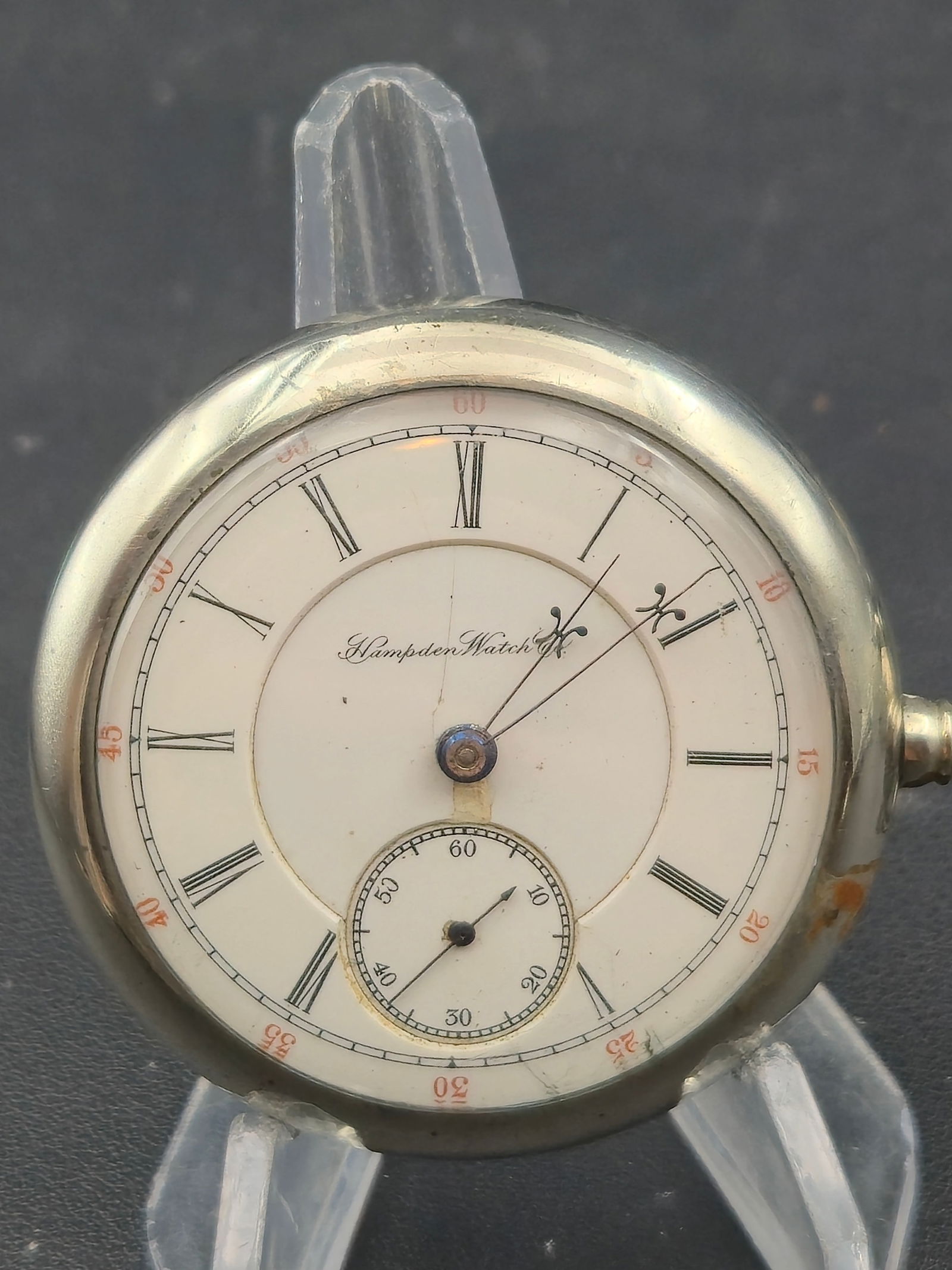 1892 Hampden Special Railway 18s 17J Sidewinder Pocket Watch Silverode Case Running (1 of 12)