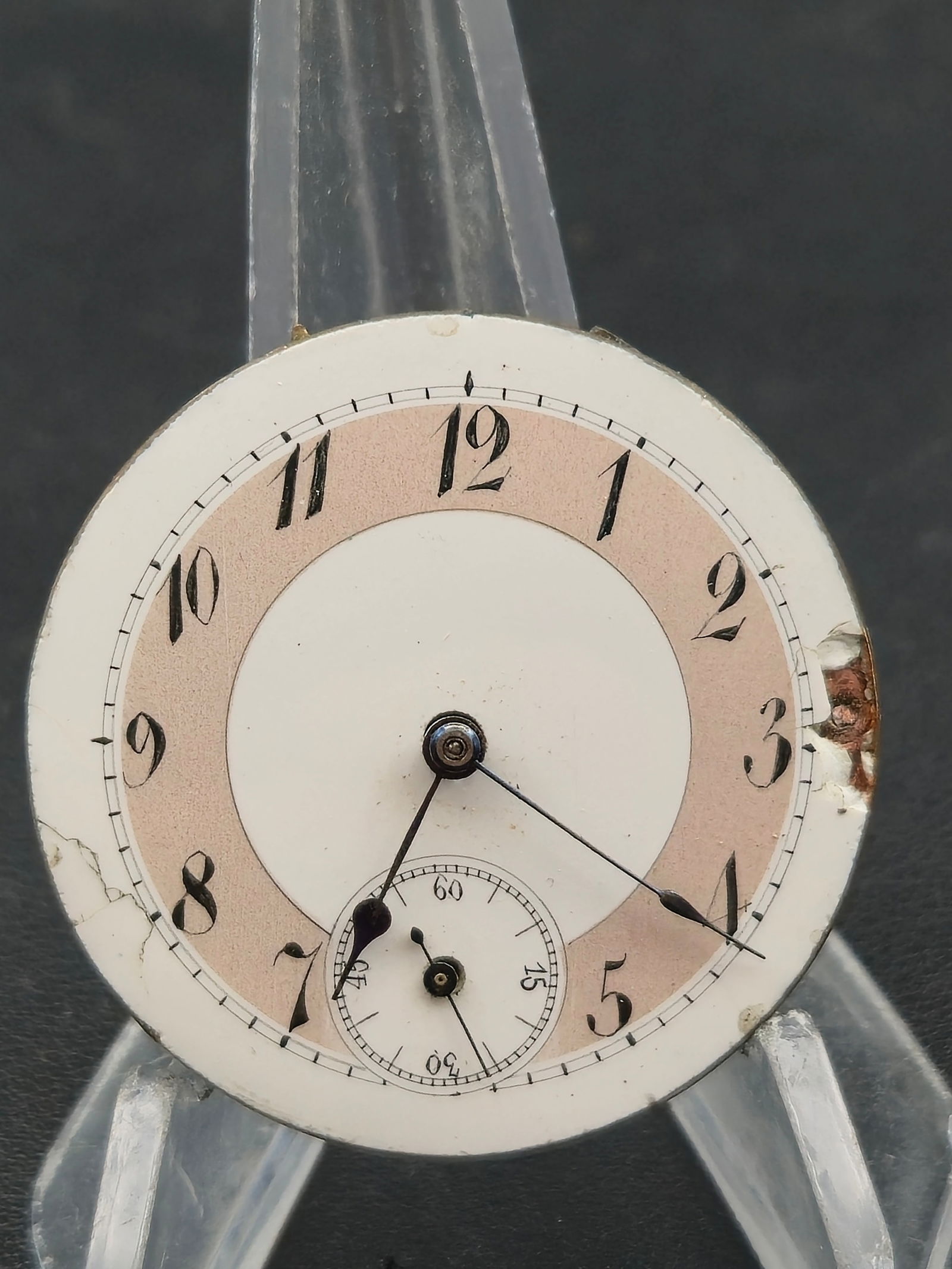 Antique Pocket Watch Movement in Brass Holder Runs 42mm (1 of 8)