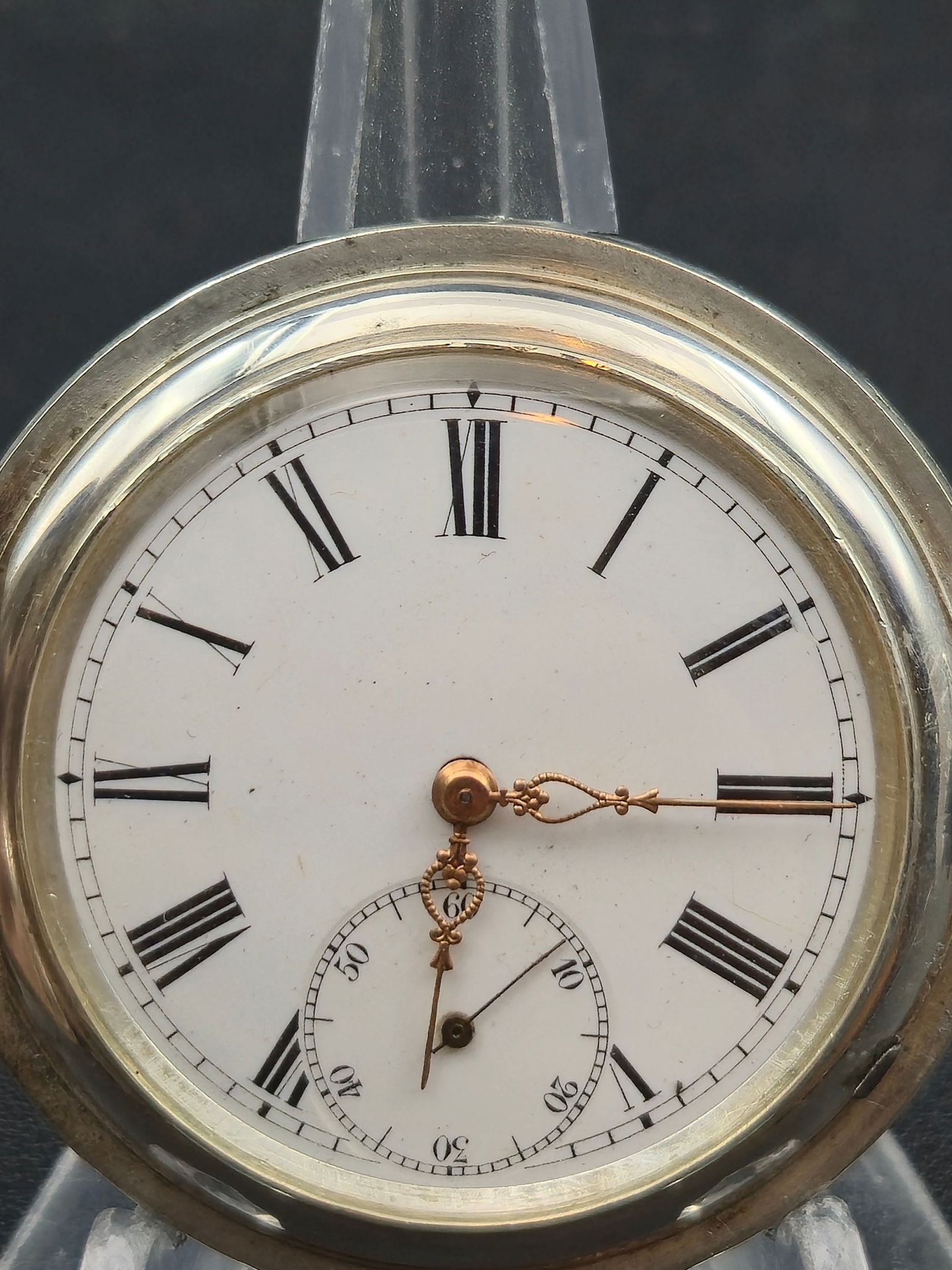 Swiss Remontoir 15 Rubis Pocket Watch .800 Silver Hunter Gold Inlay Art Nouveau Lady 51mm Runs (1 of 18)