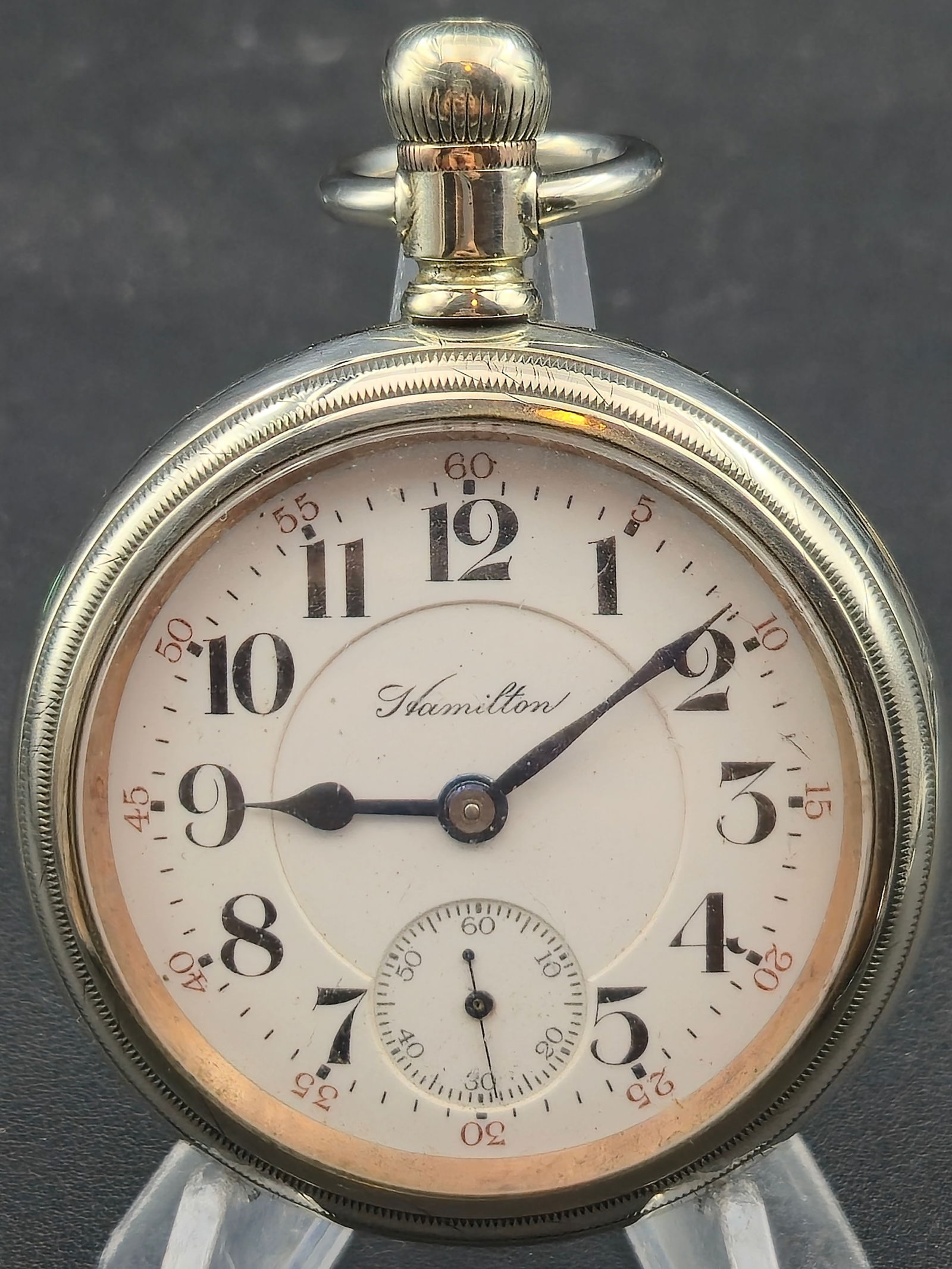 1913 Hamilton Grade 940 18s 21J Railroad Lever Set Open Face Pocket Watch Runs (1 of 9)