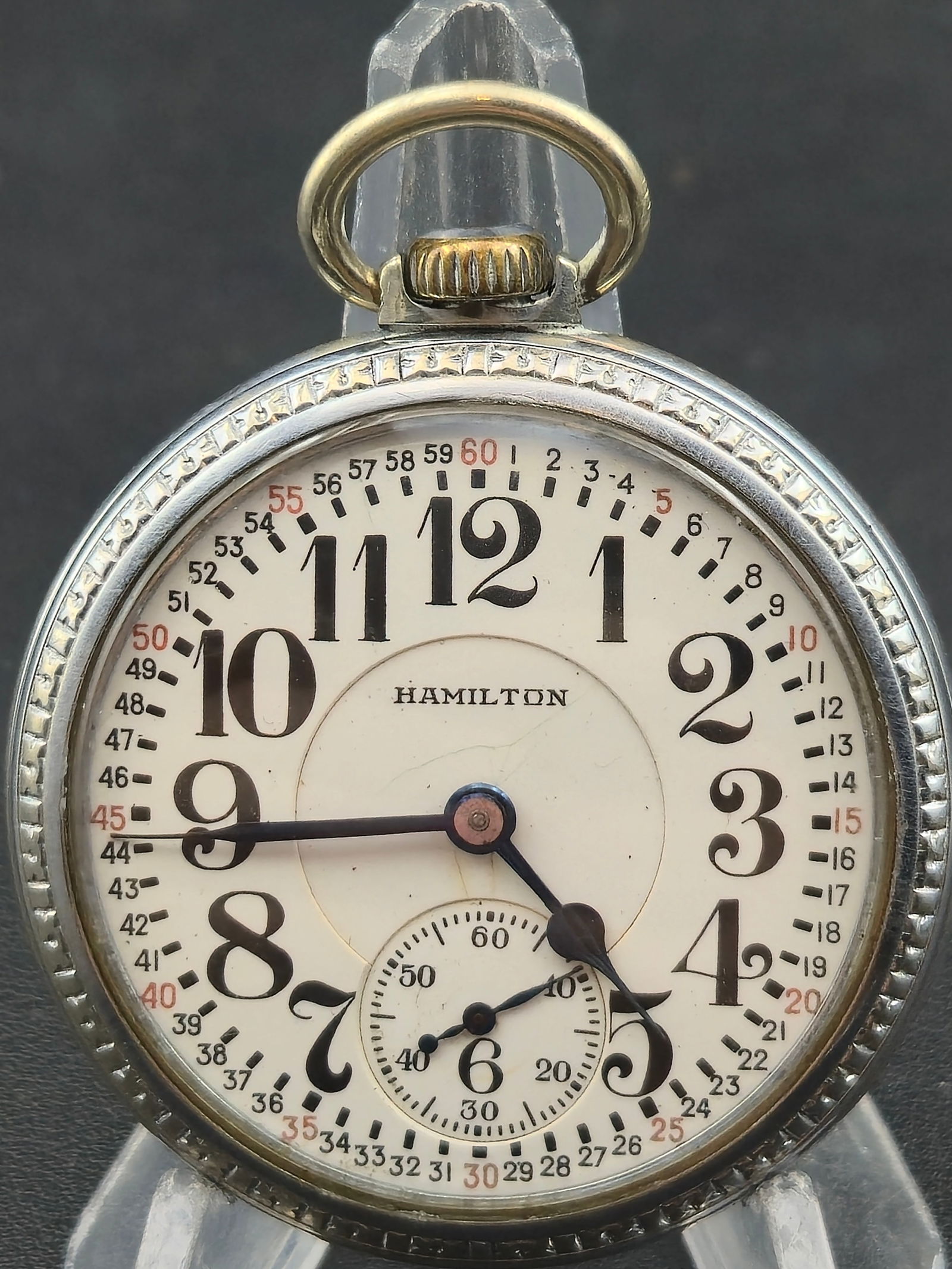 Hamilton 992E Elinvar Montgomery Dial 16s Railroad Open Face Pocket Watch 21J 1934 Running (1 of 11)