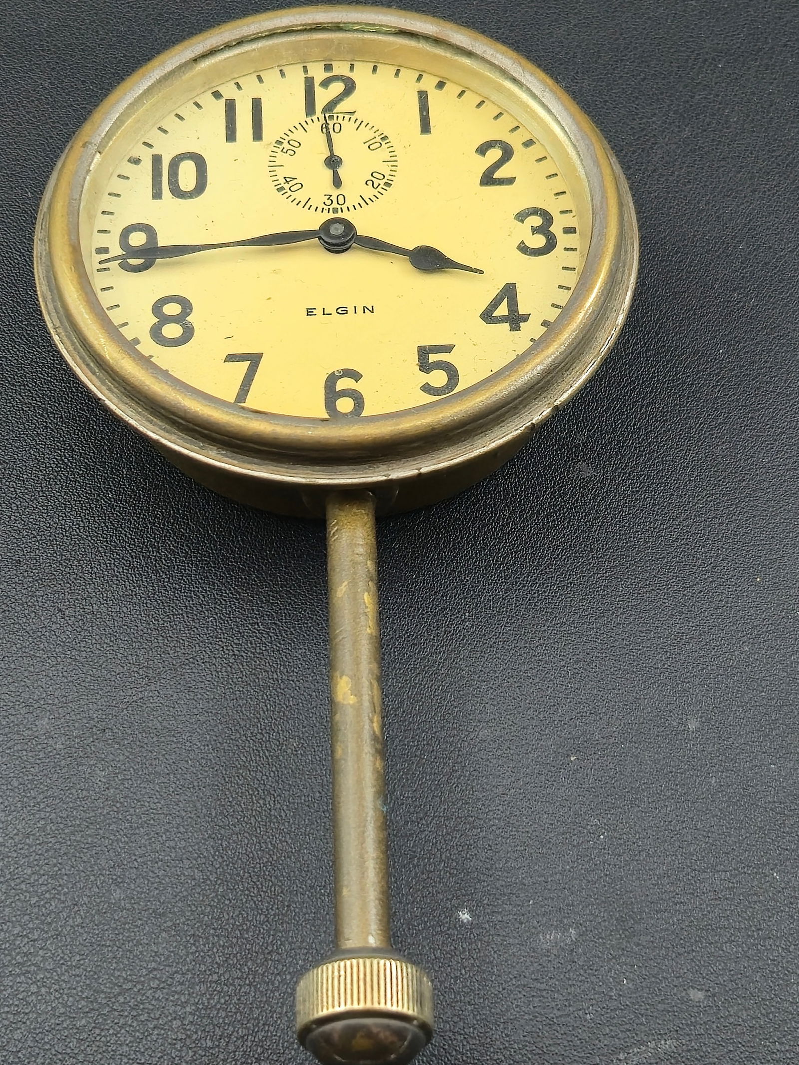 Elgin 8 Day Automotive Dash Clock Threaded Panel Mount Runs 1926 1927 (1 of 11)