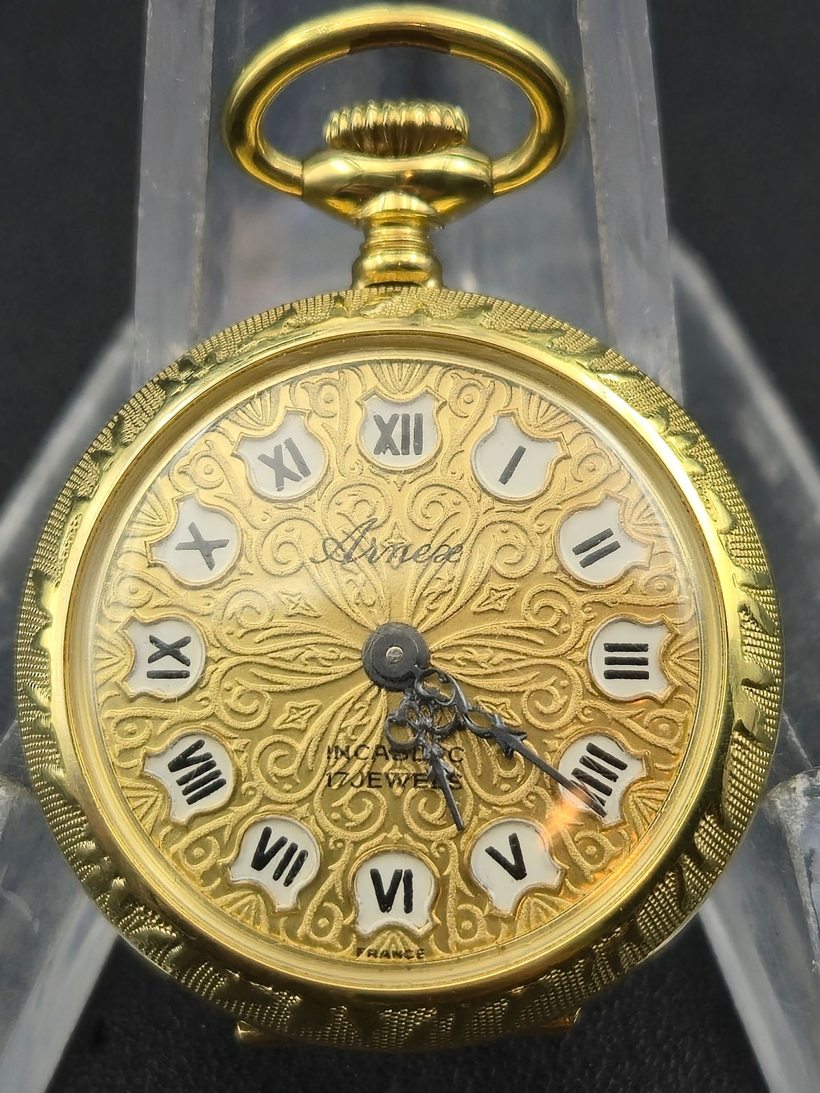 Arnex Swiss 17 Jewel Incabloc Pocket Watch 29mm Base Metal Roman Dial Running (1 of 10)