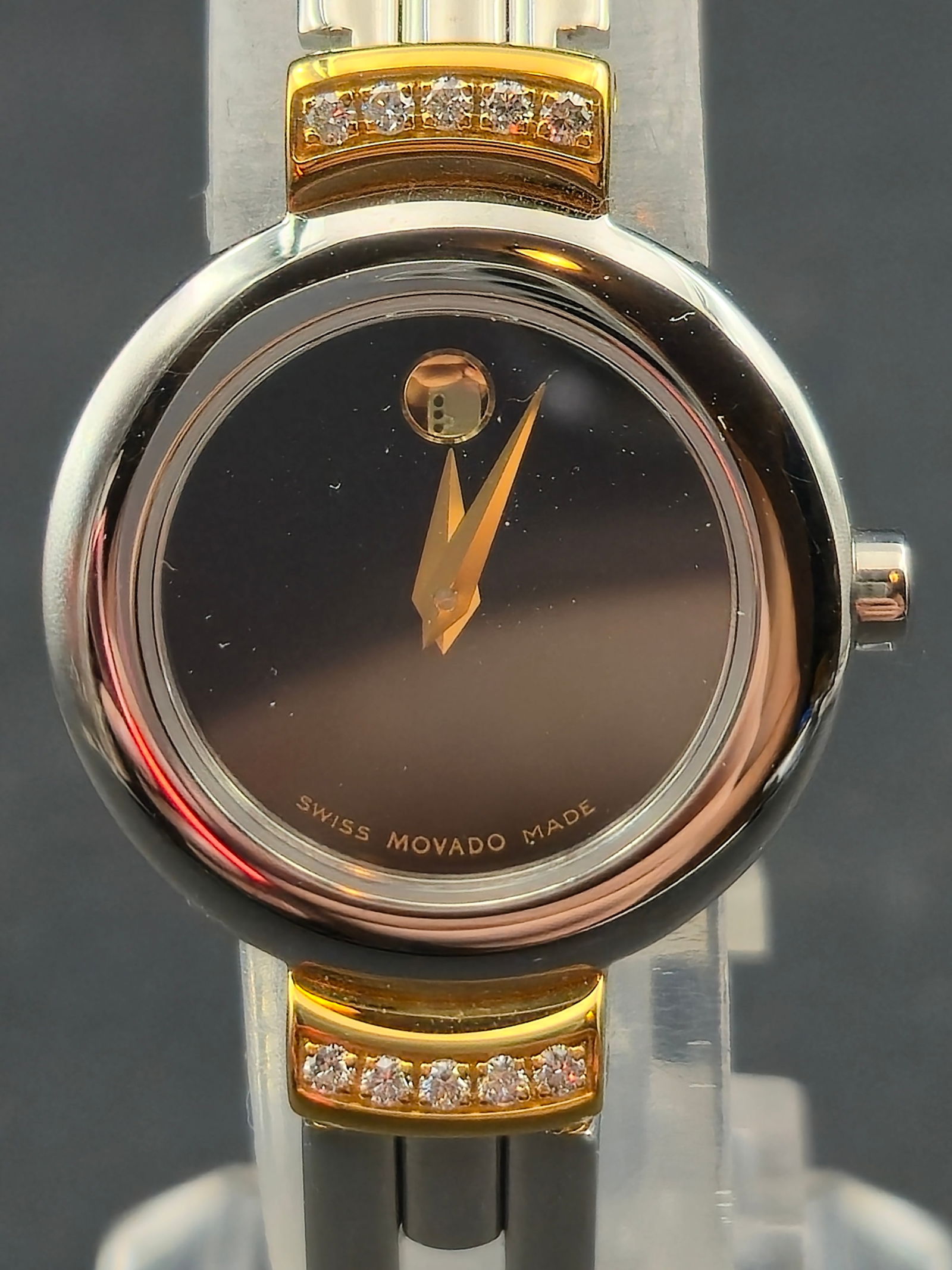 Movado Ladies Museum Quartz 23mm Two-Tone Diamond Accent Bracelet, Sapphire, Full Set (1 of 9)