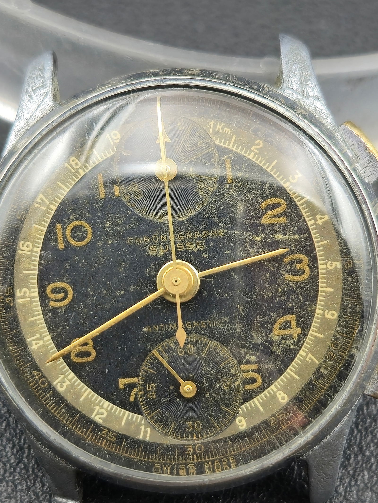 Chronographe Suisse Military-Style Chronograph Stainless Steel Landeron 48 Circa 1940s (1 of 11)