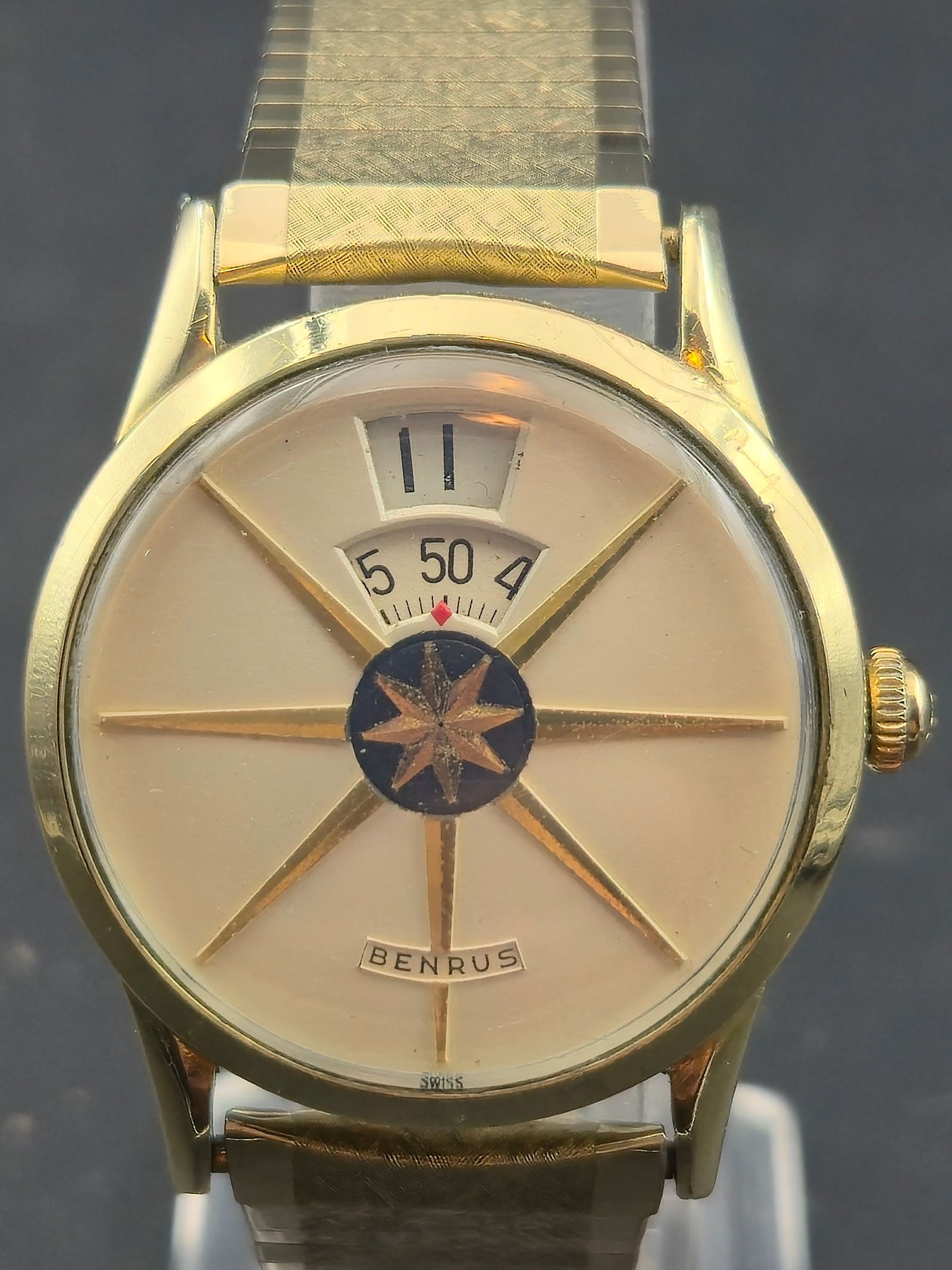 Benrus Jump Hour “Embraceable” Wristwatch 10K RGP Top Stainless Back Running w Box (1 of 14)