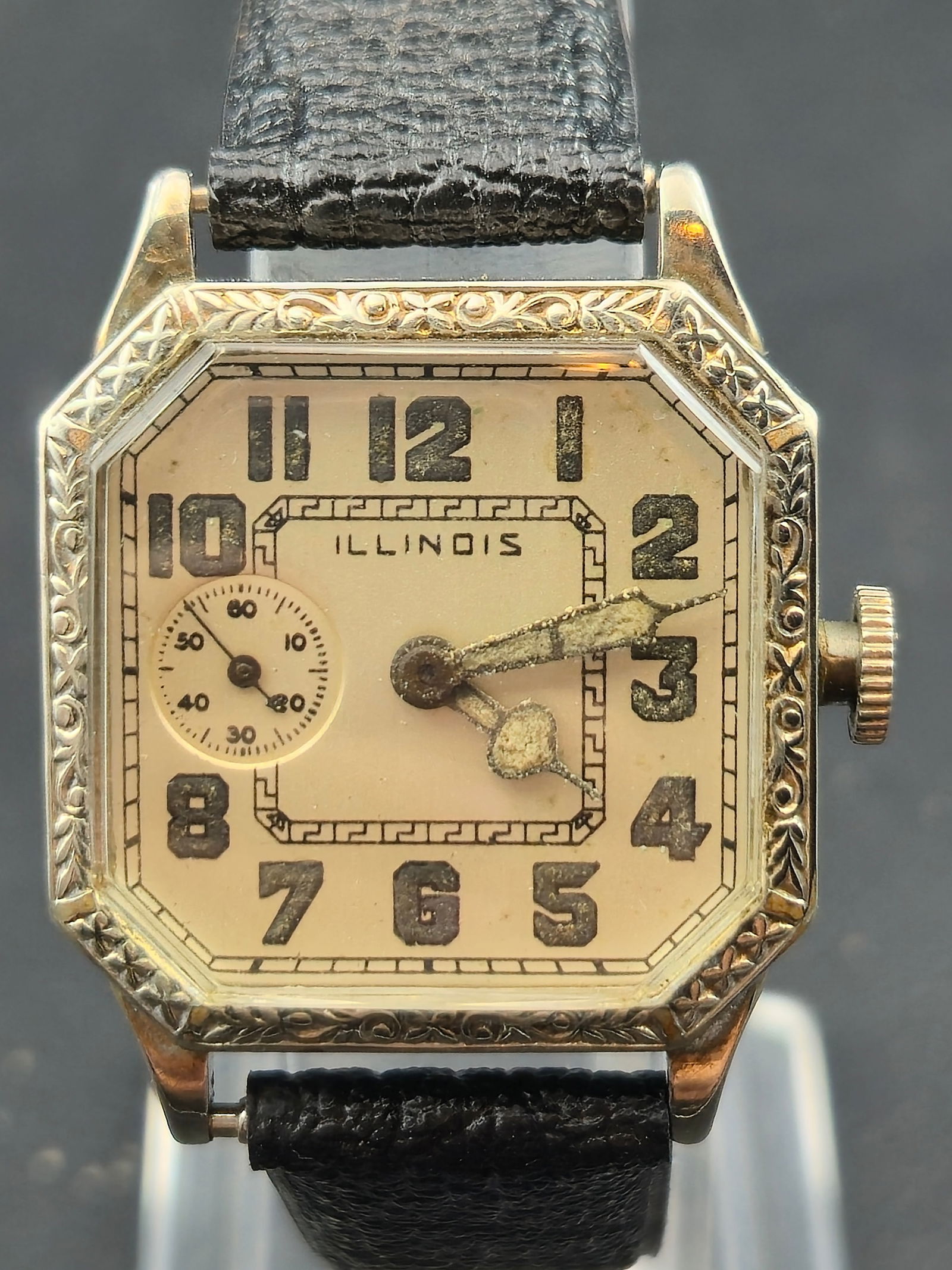 Illinois Watch Co 14K White Gold Filled Octagonal Wristwatch 1920s 15J Manual Wind Running (1 of 11)