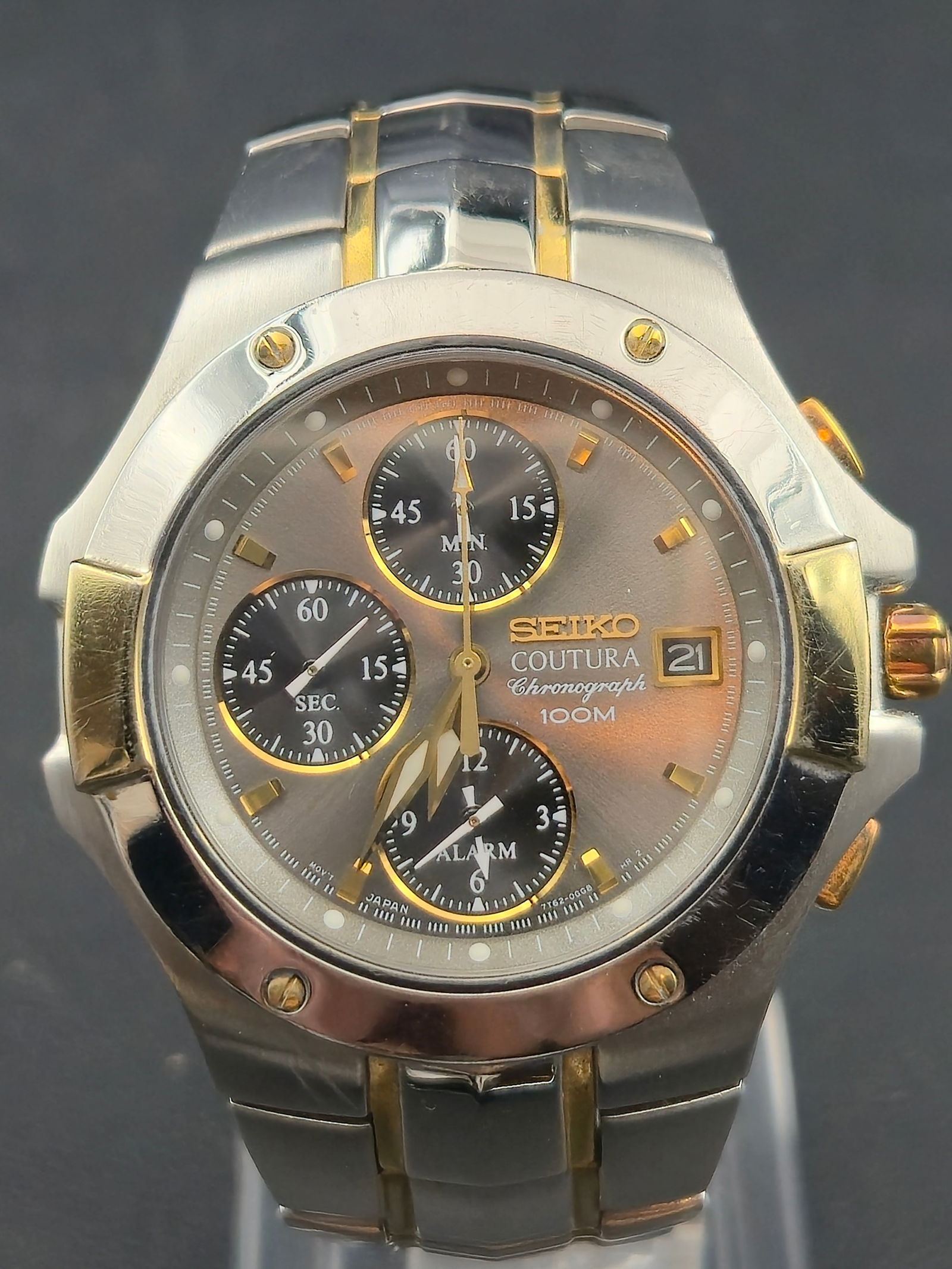 Seiko Coutura Chronograph Alarm Quartz Stainless Steel 42mm Two Tone Wristwatch (1 of 10)