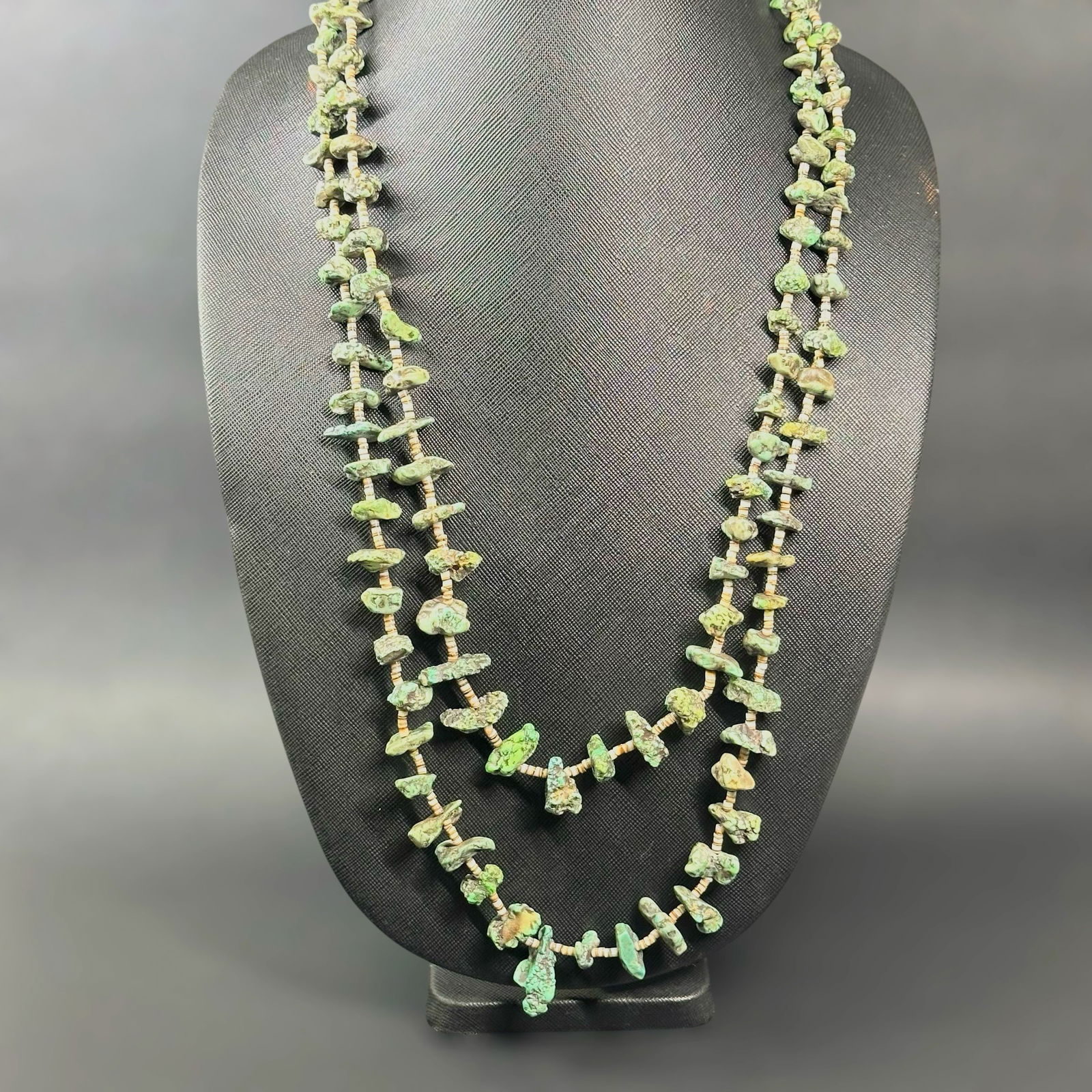 26"-30"/108g Native American Turquoise Nugget Bead Necklace (1 of 10)