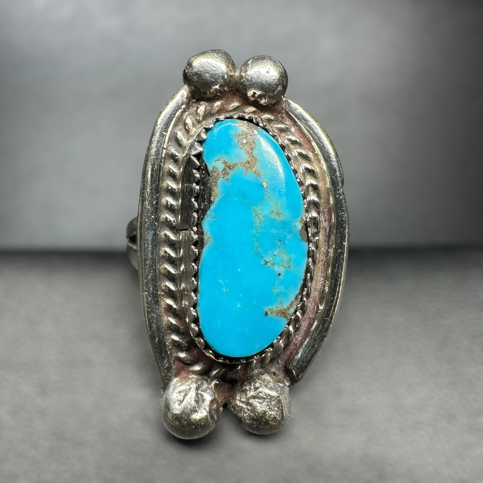 Sz9.25/13g Native American Navajo Sterling Silver Turquoise Ring (1 of 12)