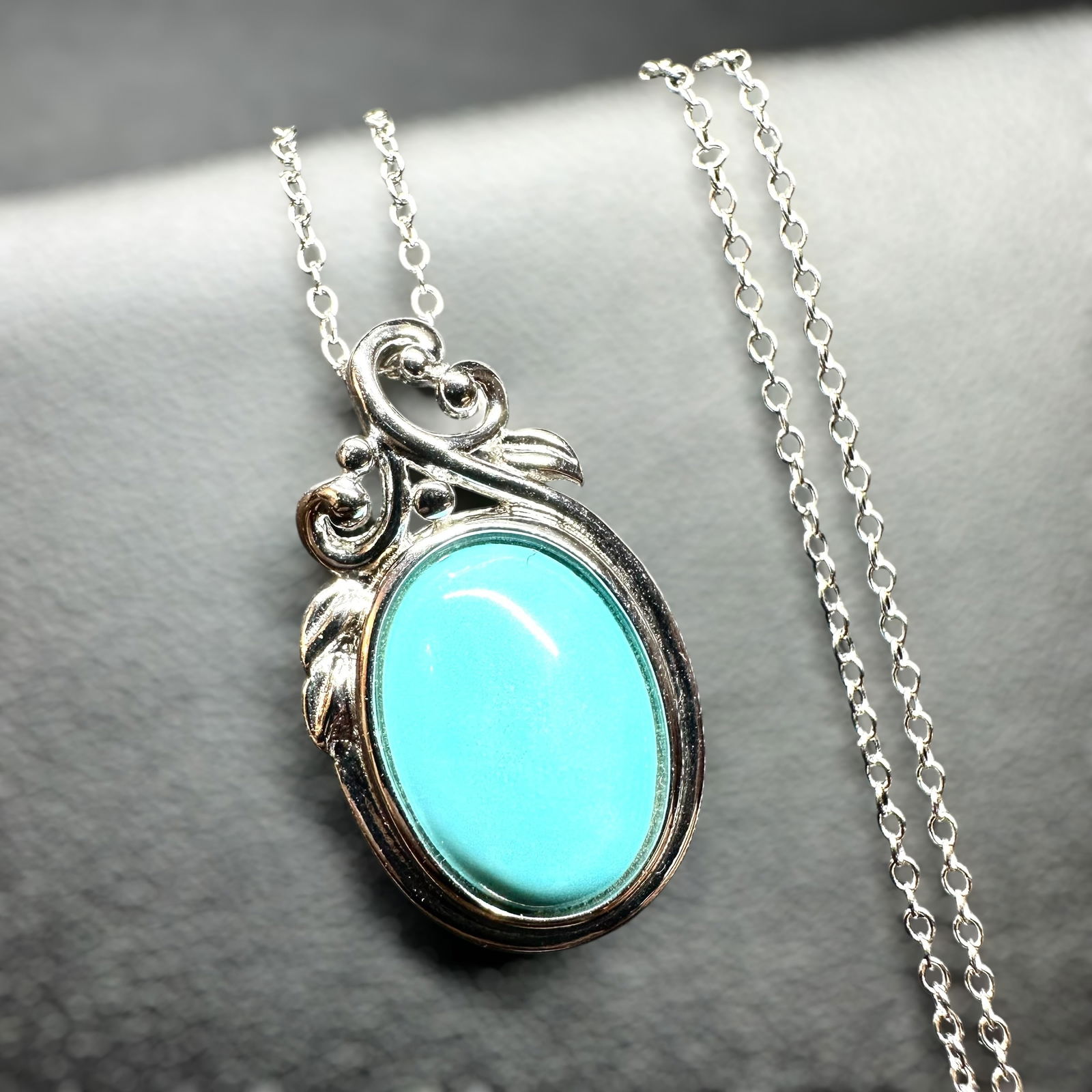 18"/7g DK 925 Sterling Silver Turquoise Pendant Necklace (1 of 10)