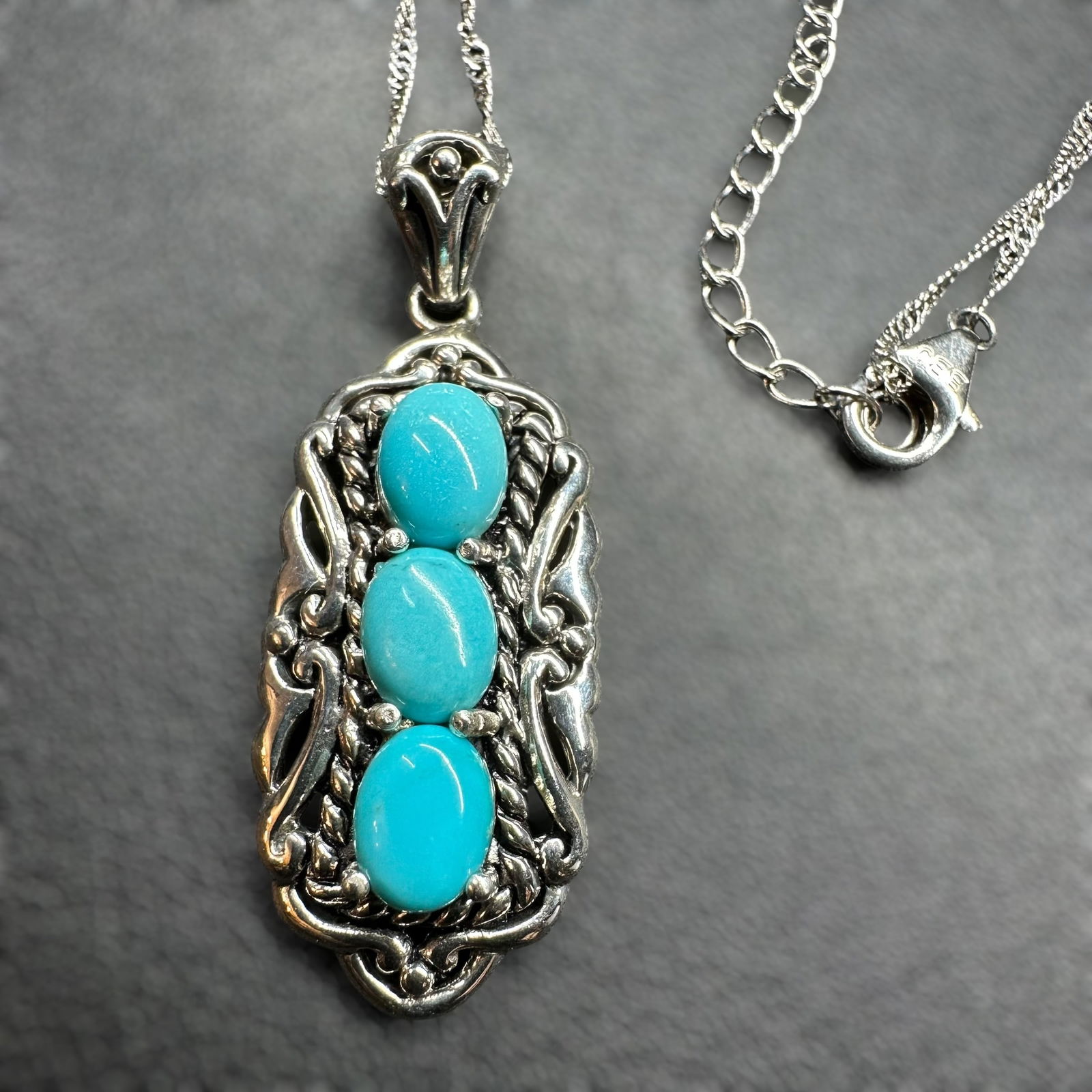 18"/9g BBJ 925 Sterling Silver Turquoise Pendant Necklace (1 of 10)