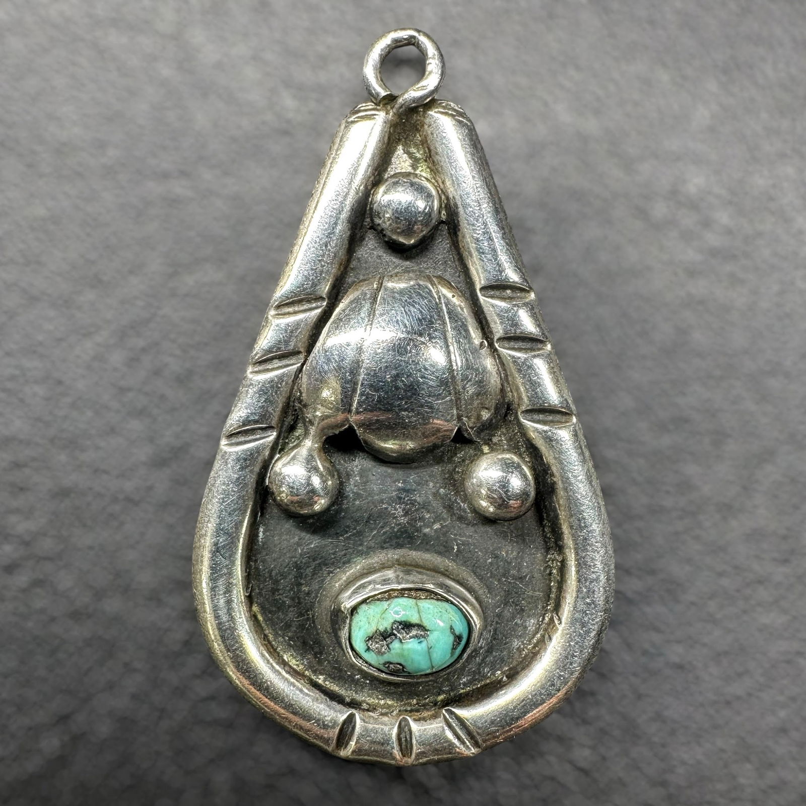 7g Native American Navajo Sterling Silver Turquoise Pendant: 7g Native American Navajo Sterling Silver Turquoise Pendant:Brand/Model: Unknown artisan; no hallmark. Manufacturer Location: United States. Year Produced: Unknown.Condition: Overall good vintage cond