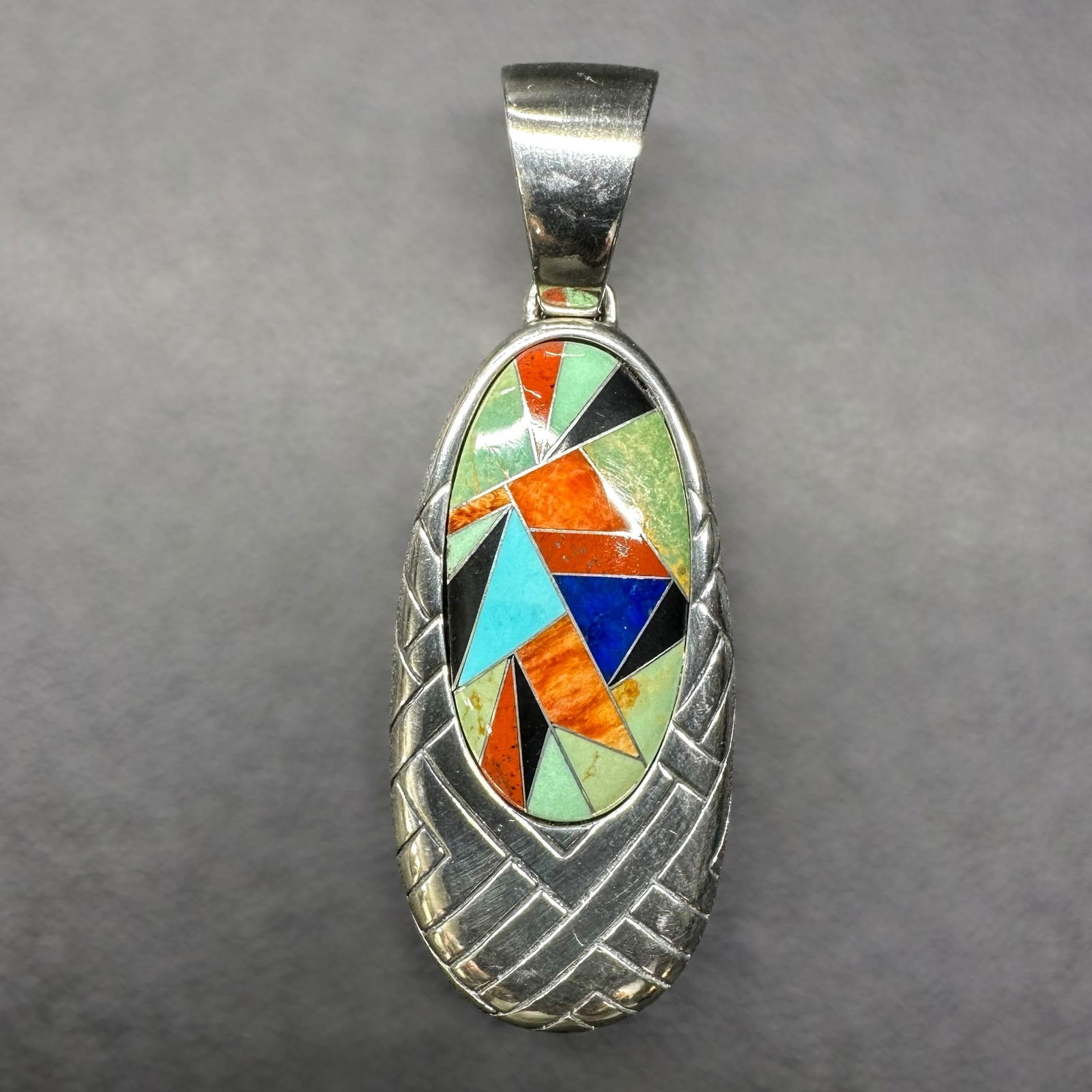 21g Native American Sterling Silver Multi-Stone Inlay Pendant (1 of 9)