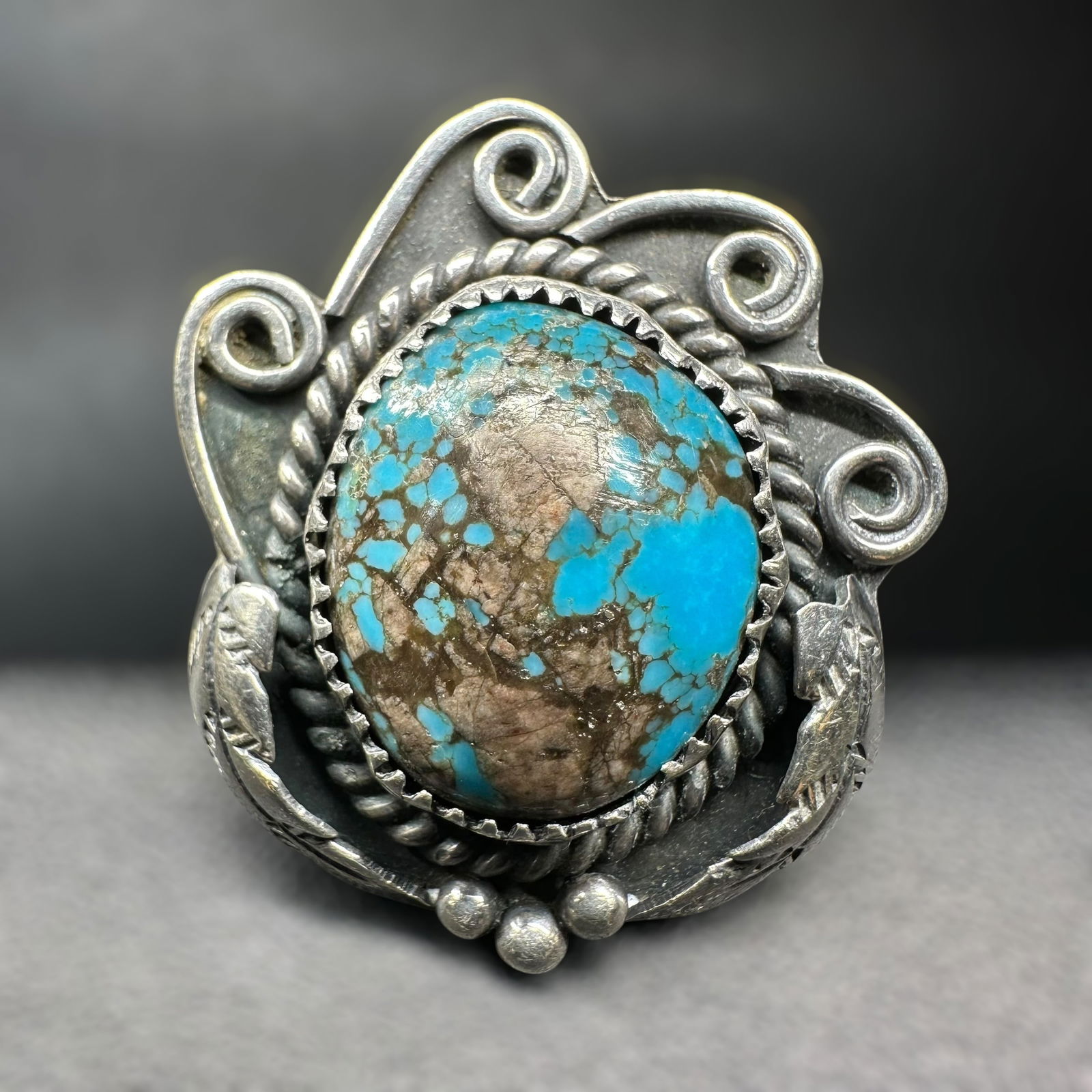 Sz8/18g Native American Navajo Sterling Silver Turquoise Ring (1 of 9)