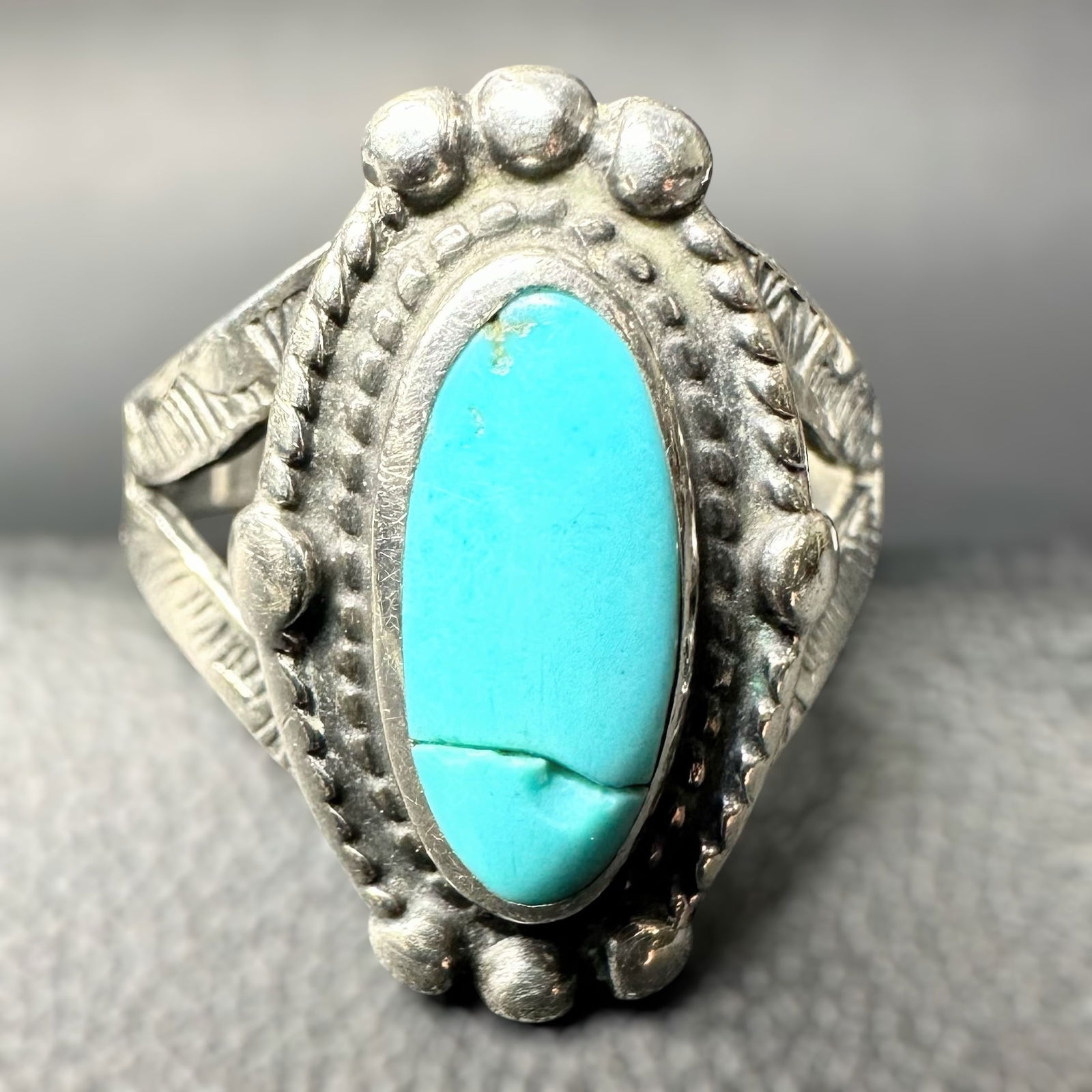 Sz7/5g Native American Sterling Silver Turquoise Ring (1 of 9)