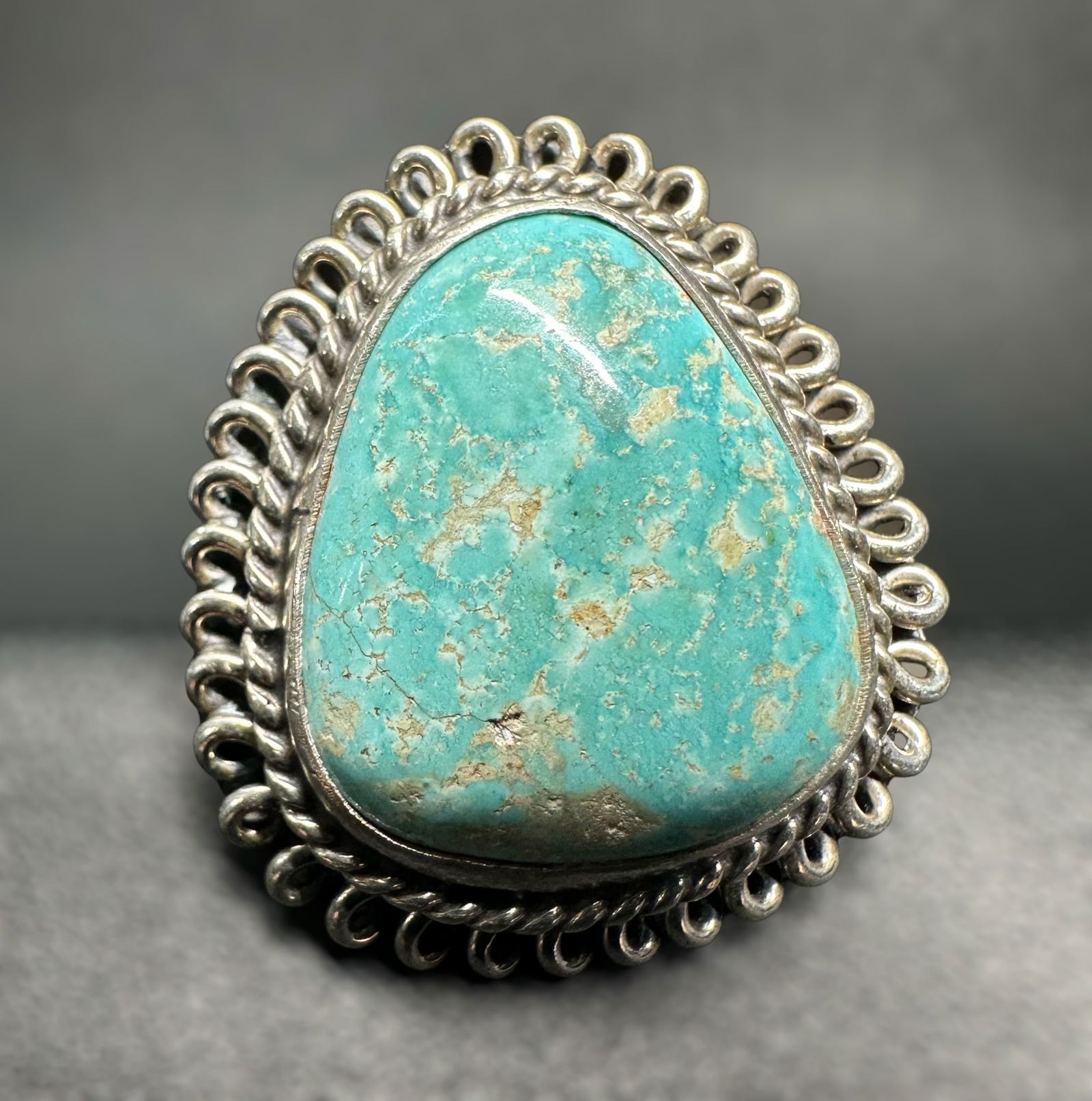 4.5"/9g Native American Navajo Sterling Silver Turquoise Ring (1 of 9)