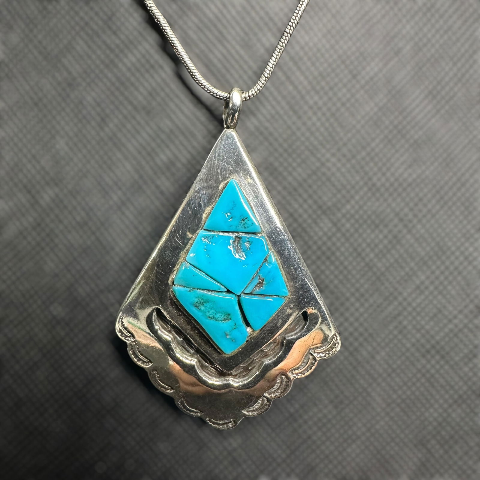 18"/10g Karen Dale Hopi Sterling Silver Turquoise Pendant Necklace (1 of 10)