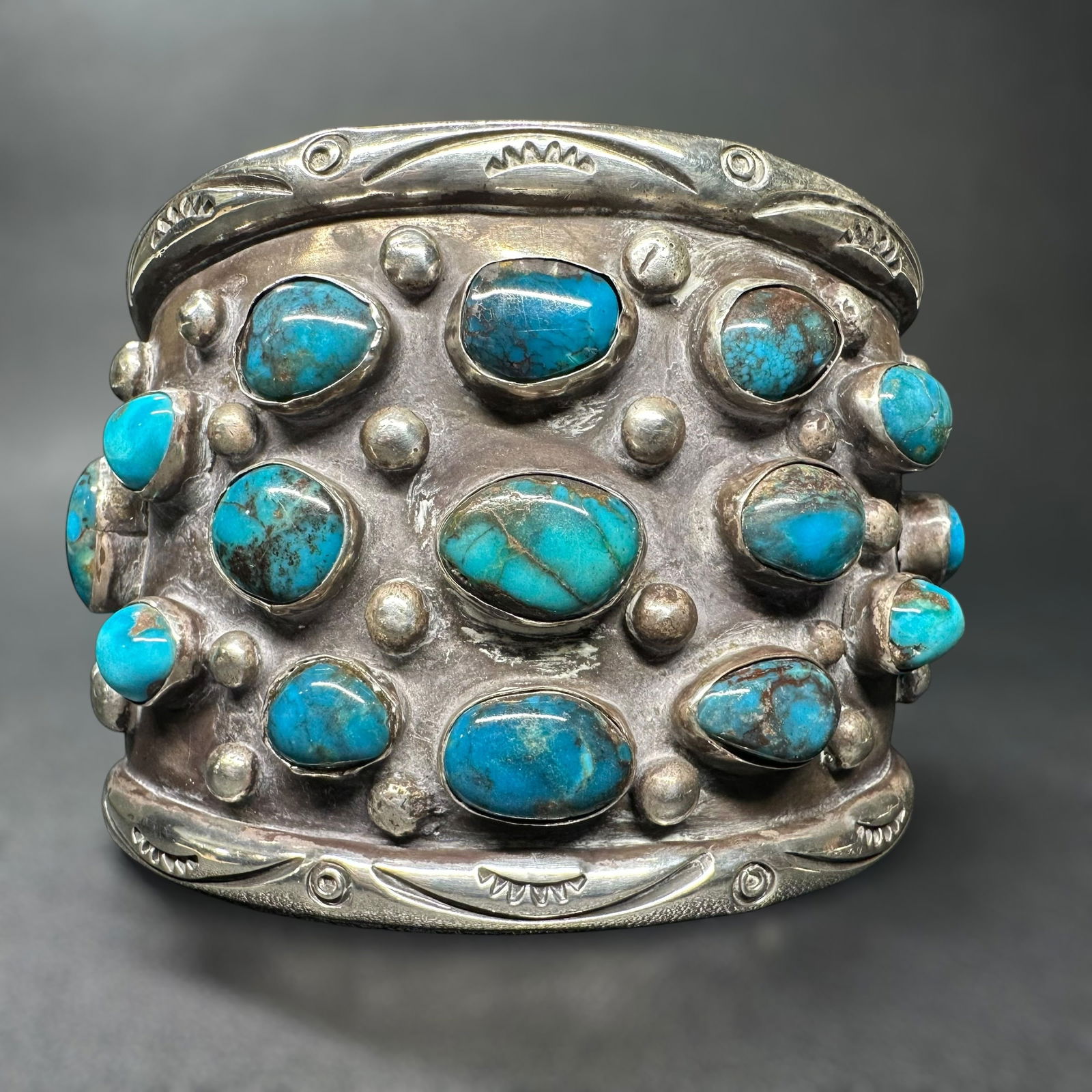 7”/135g Native American Sterling Silver Turquoise Cuff Bracelet (1 of 9)