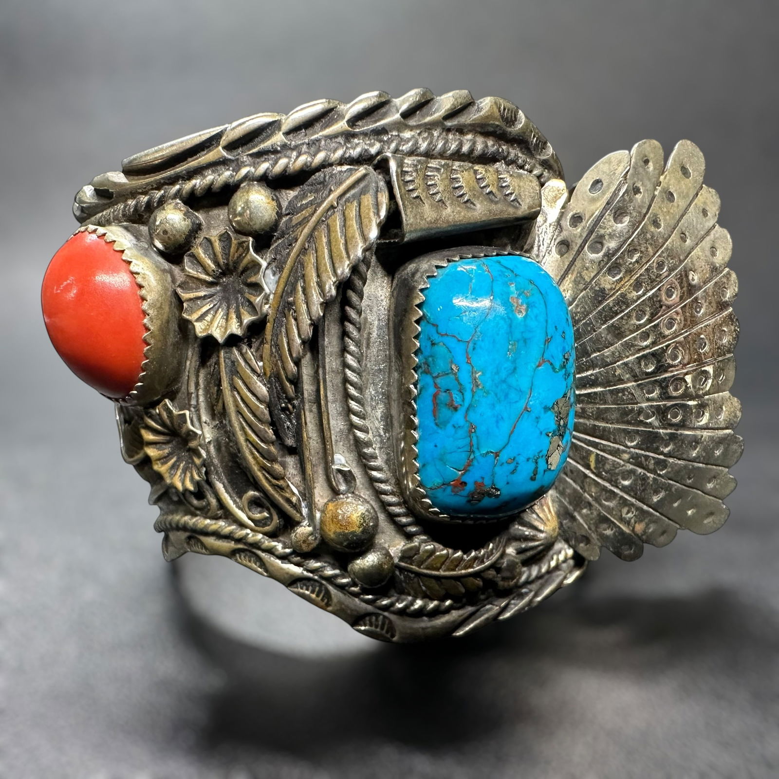 6.5"/68g Native American Sterling Silver Nickel Back Watchband Cuff (1 of 12)