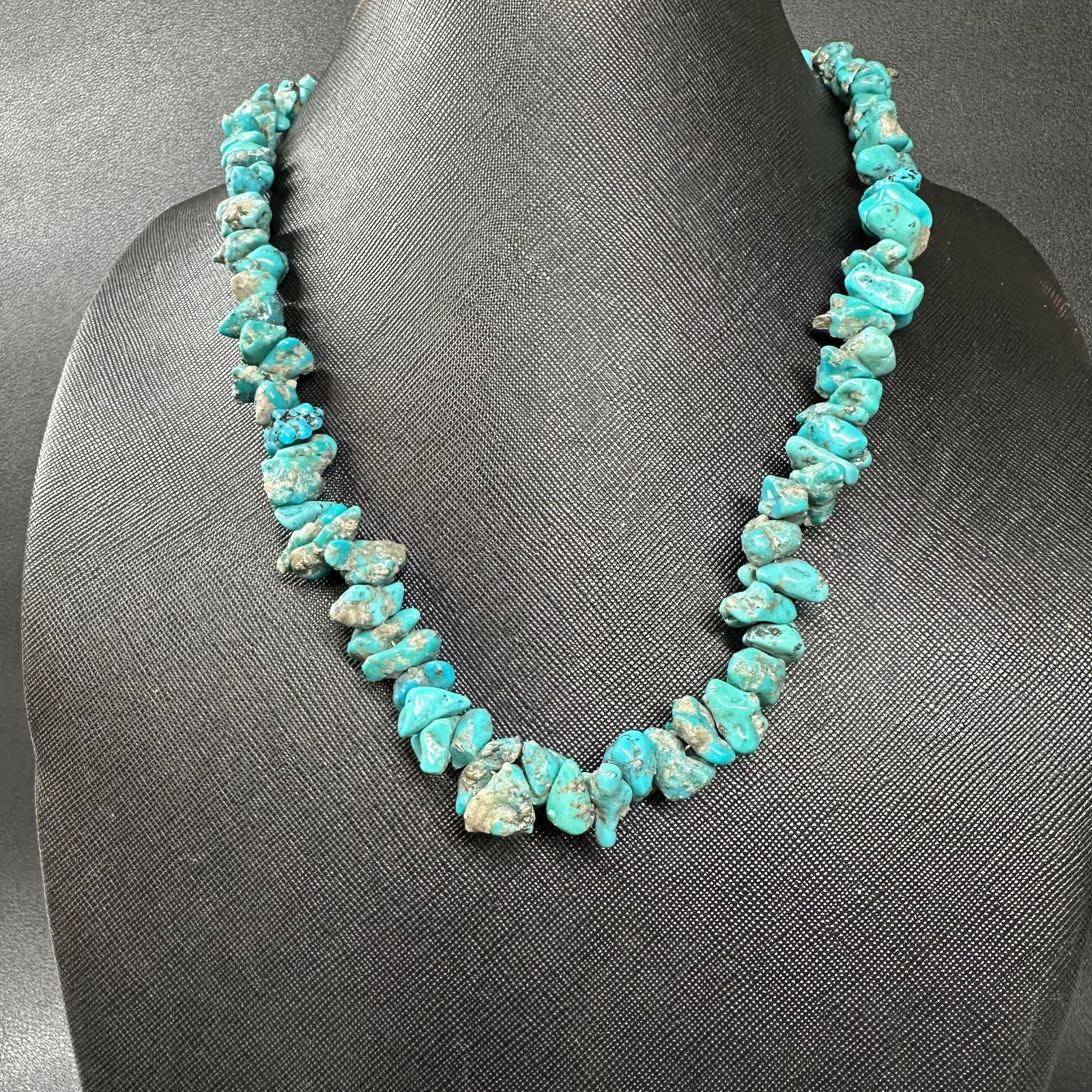 20"/71g Native American Sterling Silver Turquoise Nugget Bead Necklace (1 of 9)