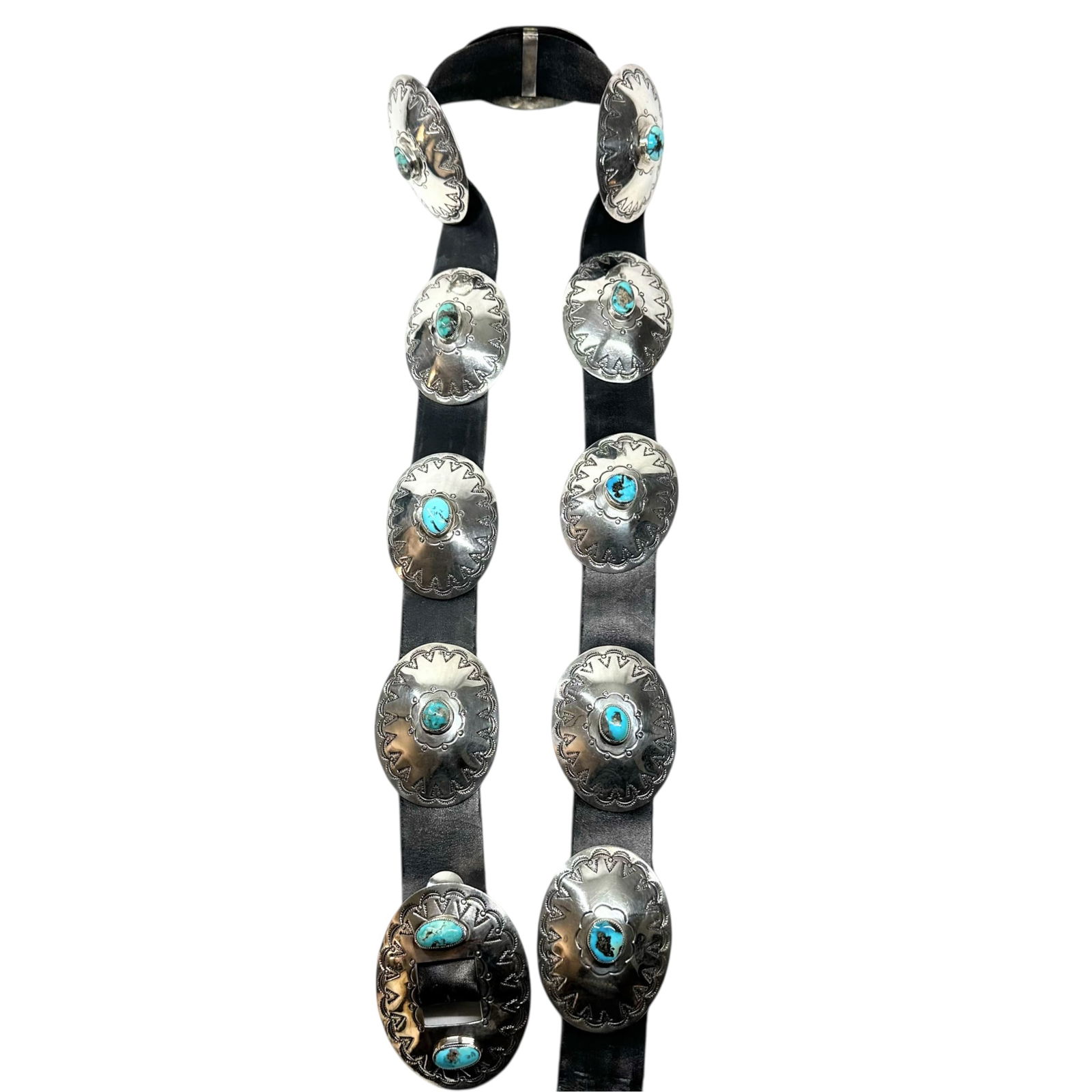 45”/379g Native American Jim Bitsui Sterling Silver Turquoise Concho Belt (1 of 19)