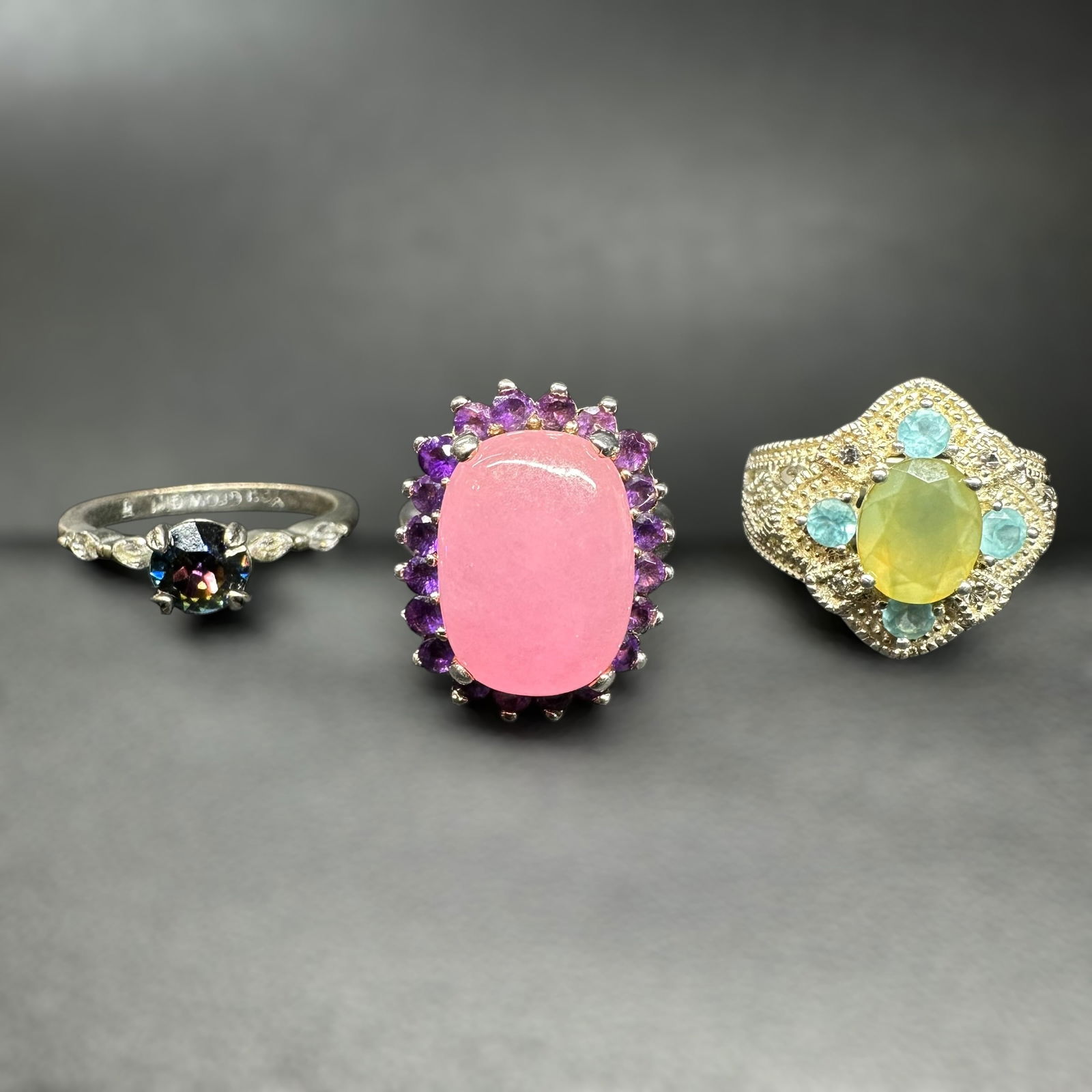 Sz5/Sz6/Sz9/14g Sterling Silver & Faceted Multi-Gemstone Ring Lot: Sz5/Sz6/Sz9/14g Sterling Silver & Faceted Multi-Gemstone Ring Lot:Brand/Model: Unknown brands; mixed styles.Manufacturer Location: Not marked.Year Produced: Unknown.Condition: Overall good pre-owned c