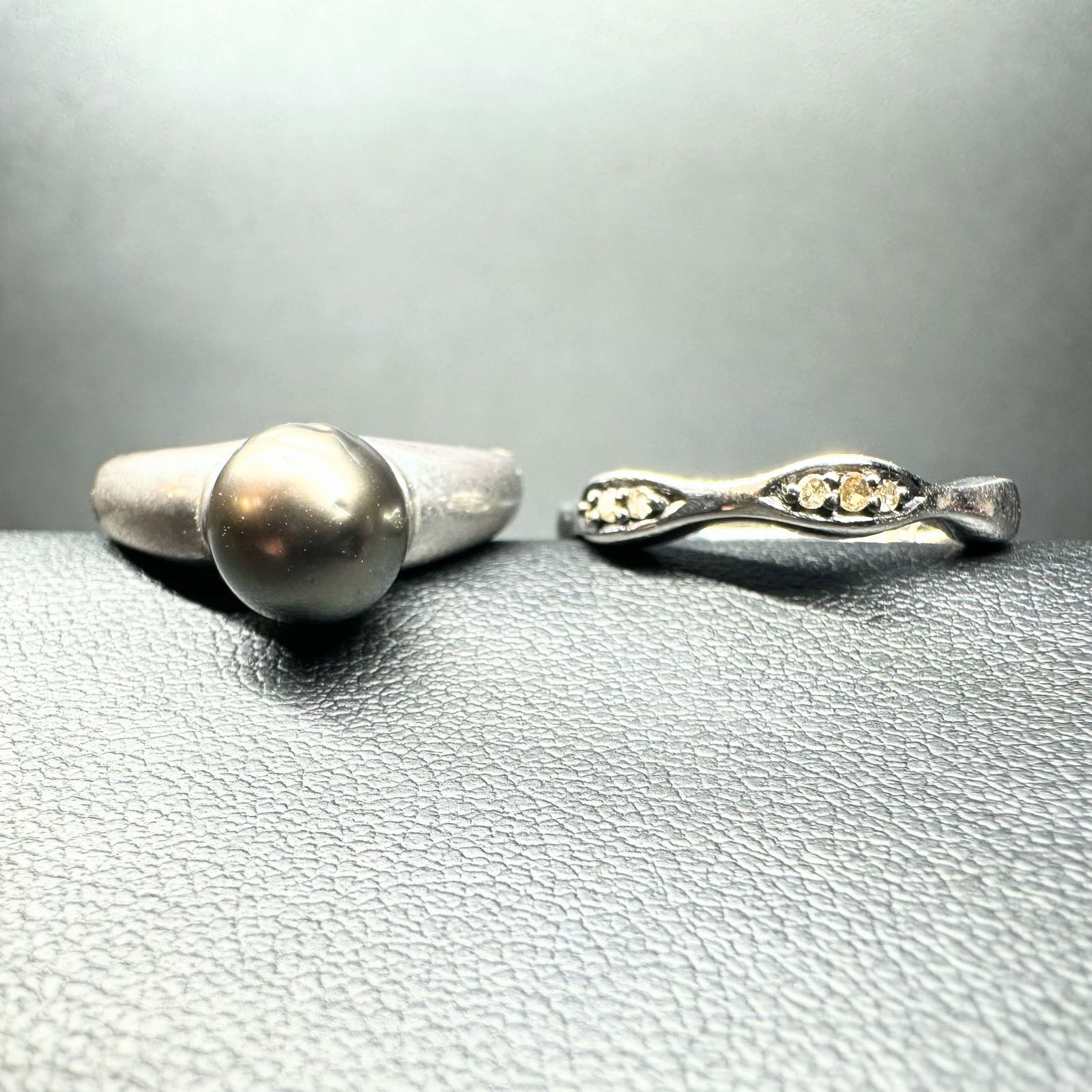 Sz7/Sz8/6g Sterling Silver Ring Marcasite & Freshwater Pearl Lot - 2 Pc (1 of 11)