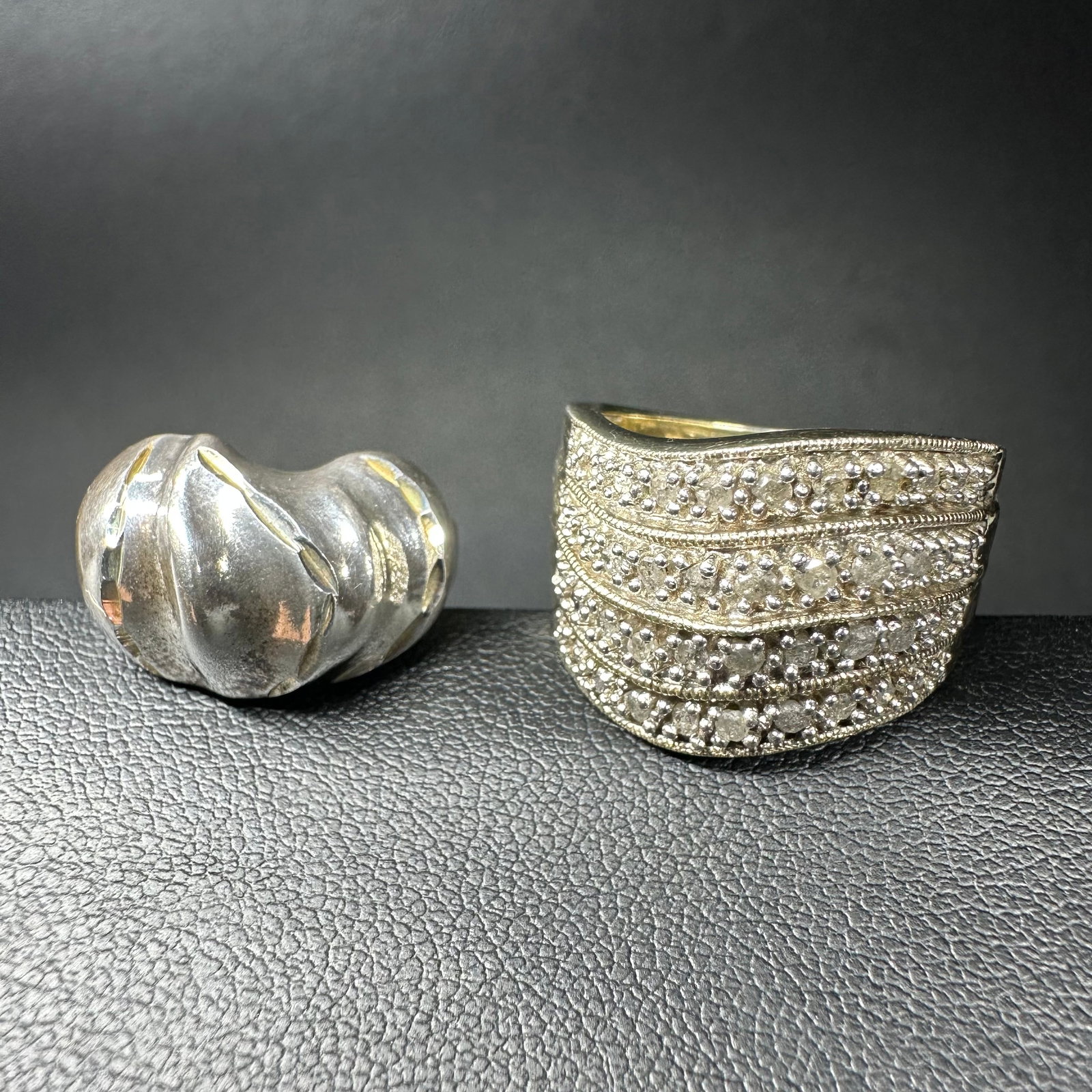 Sz6/Sz7.5/15g 925 Sterling Silver Faceted Cubic Zirconia Ring Set: Sz6/Sz7.5/15g 925 Sterling Silver CZ Ring SetBrand/Model: Unmarked; mixed styles.Manufacturer Location: Not marked.Year Produced: Unknown.Condition: Overall good pre-owned condition with surface wear,