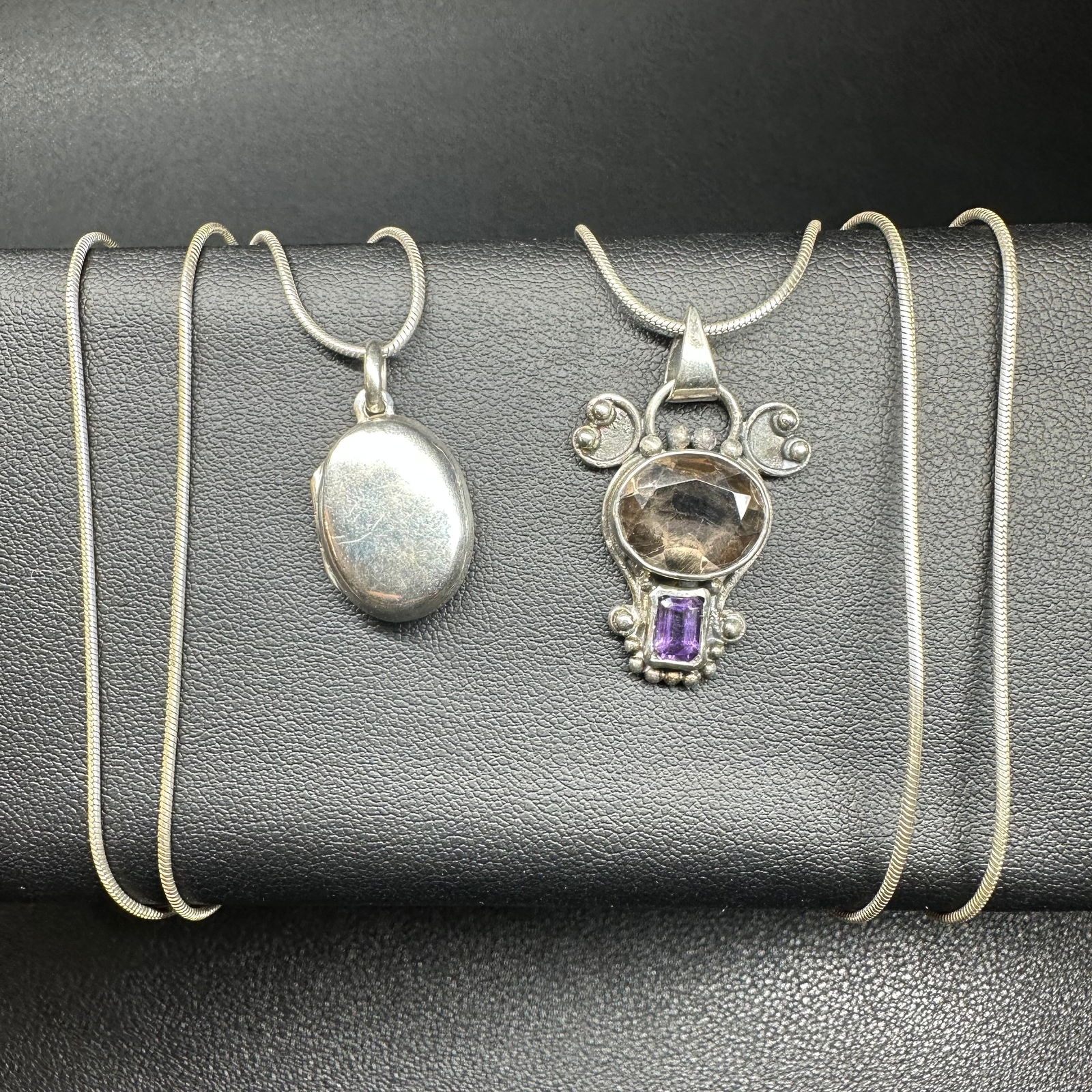 16.5"/15g Sterling Silver Faceted Gemstone & Locket Pendant Necklace Lot (1 of 12)