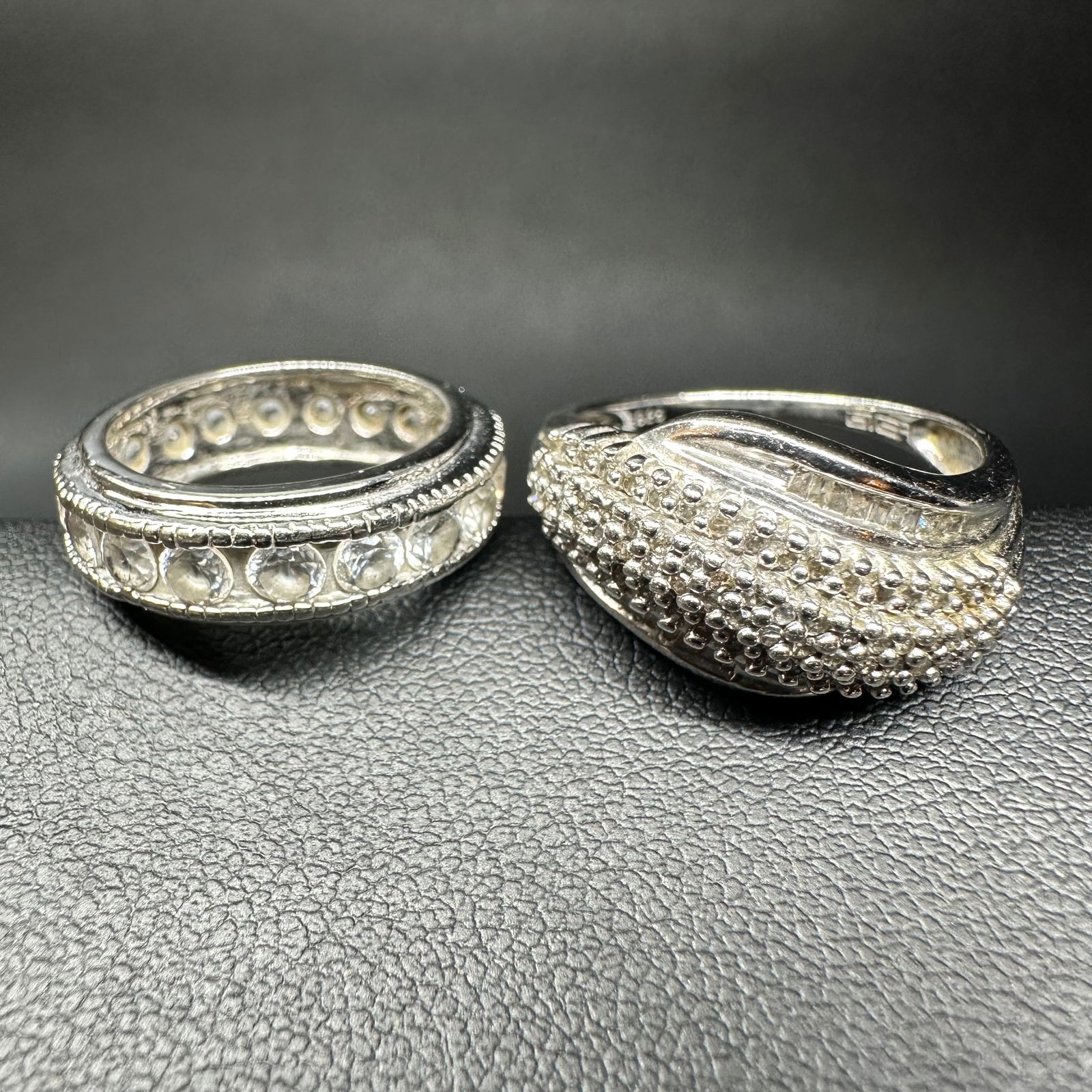 Sz4.5/Sz7.75/8g Sterling Silver Marcasite & Faceted Cubic Zirconia Ring Lot (1 of 9)