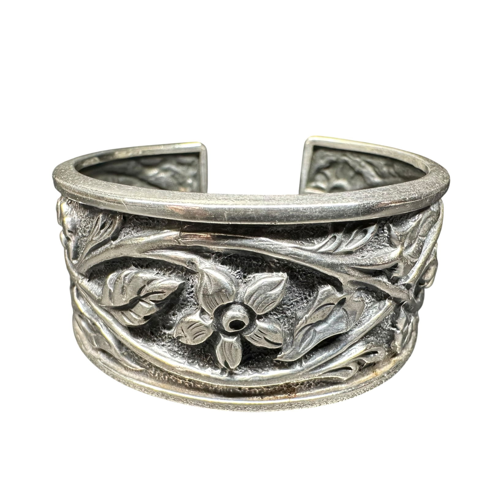 6.5"/42g Vintage Silpada 925 Sterling Silver Floral Cuff Bracelet (1 of 10)