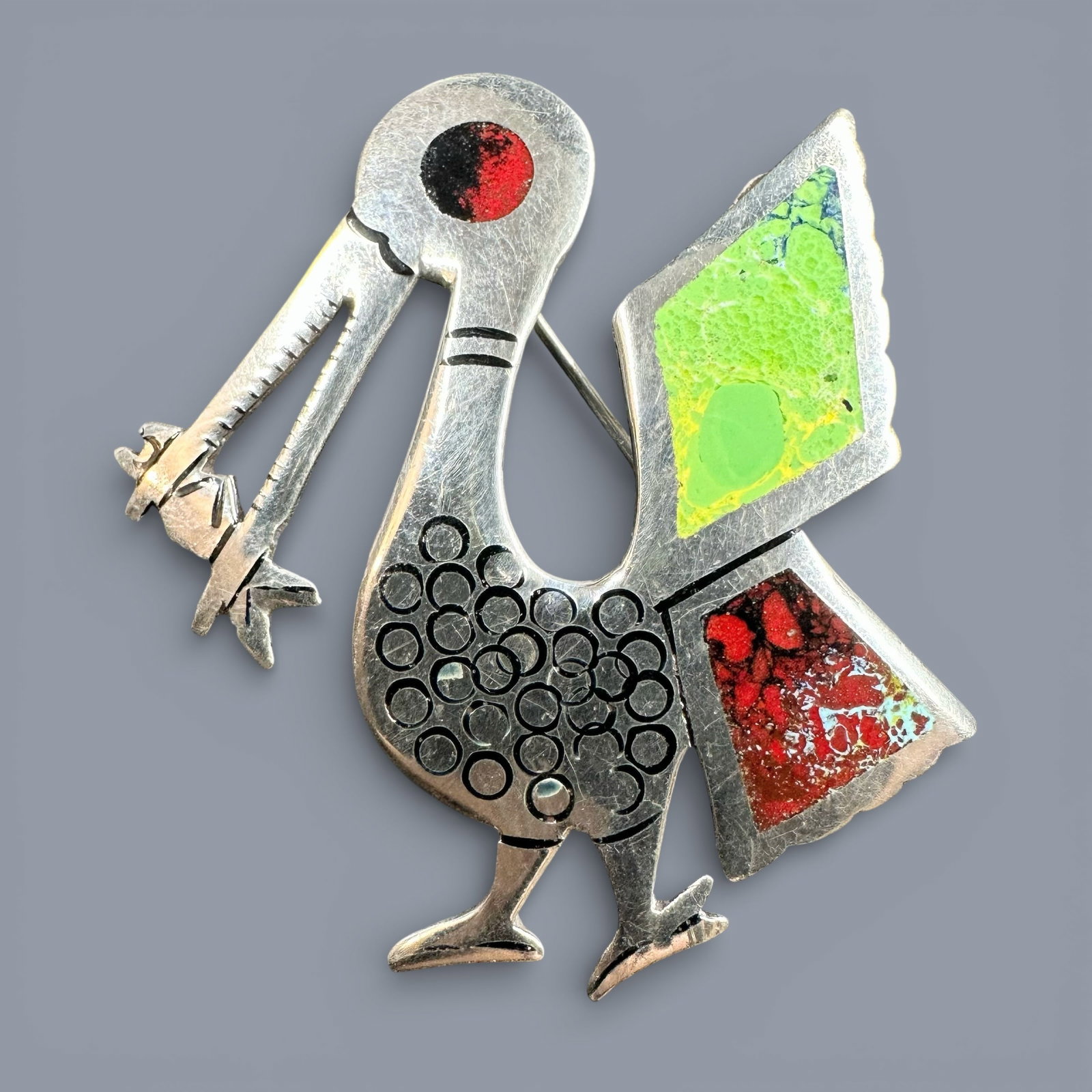 8g Carlo Mario Camusso Peruvian 925 Sterling Silver Marble Enamel Inlay Heron Pendant/Brooch: 8g Carlo Mario Camusso Peruvian 925 Sterling Silver Marble Enamel Inlay Heron Pendant/Brooch:Brand/Model: Hallmark; "CMC." Carlo Mario Camusso (Italian) Carlo Mario Camusso S.A. (established in 1946)L