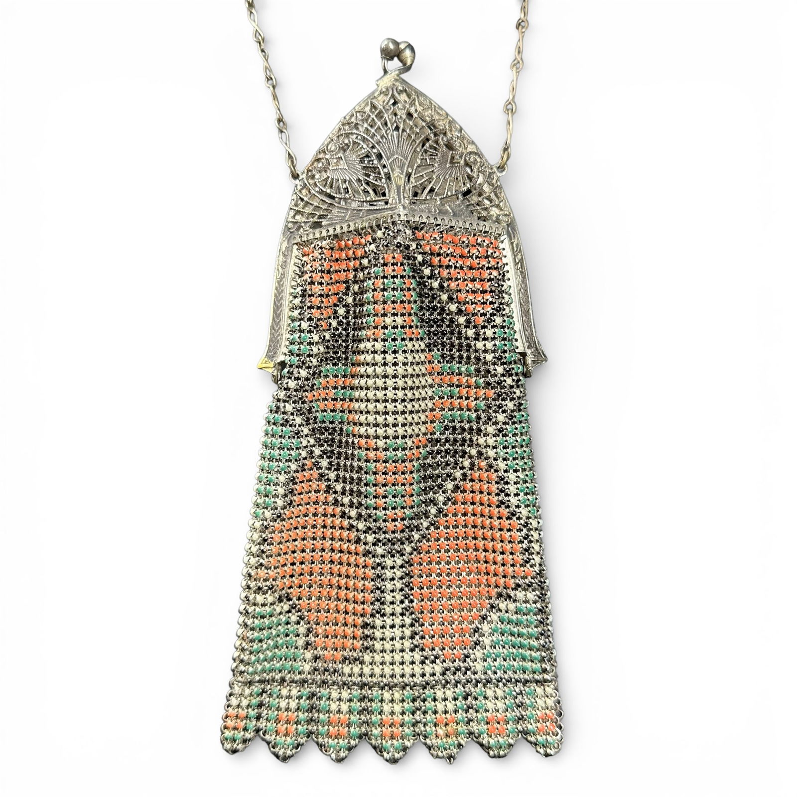 94g Vintage Enameled Metal Mesh Purse (1 of 15)