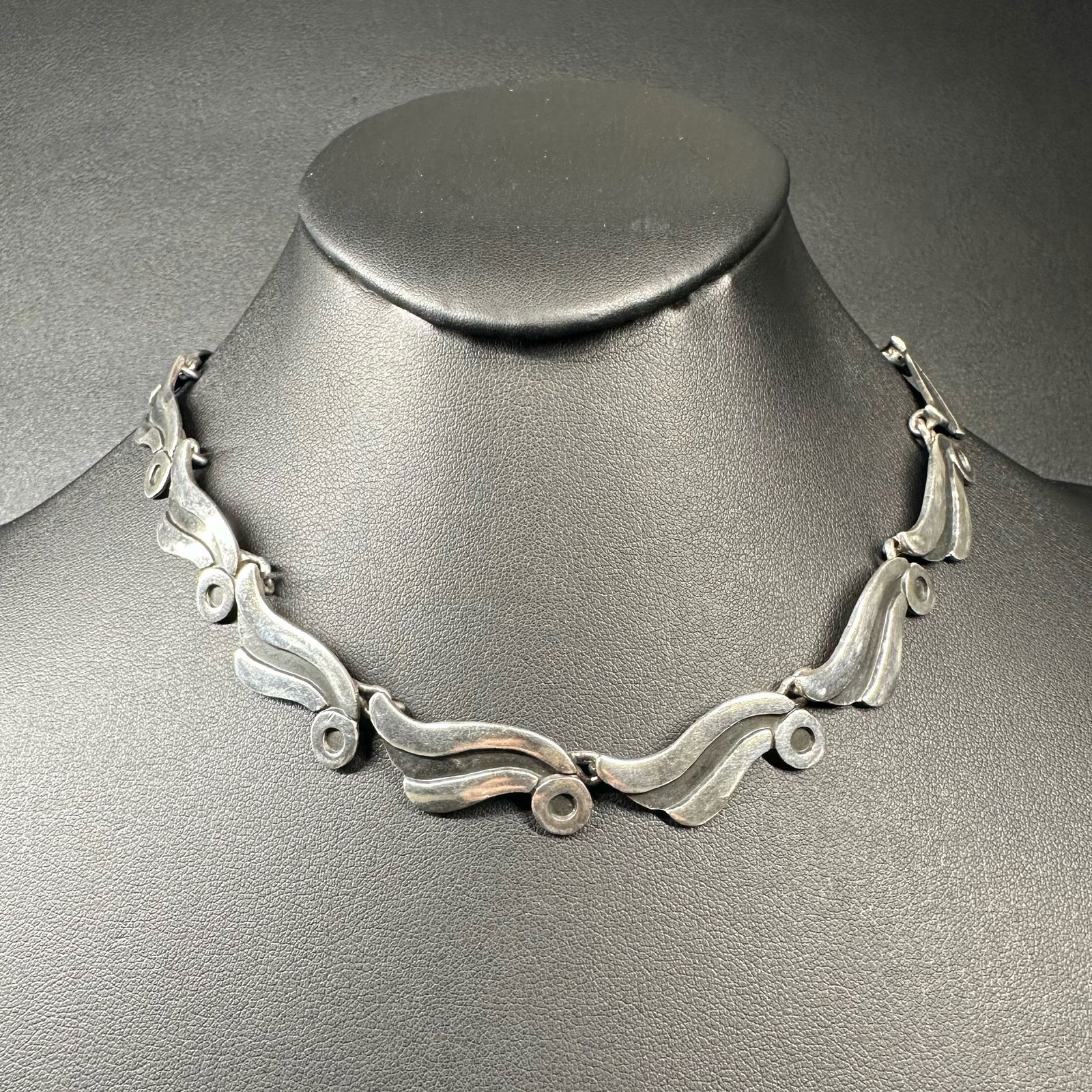 13"/40g Antique 1940s Pedro Castillo Taxco Mexico 925 Sterling Silver Necklace (1 of 9)