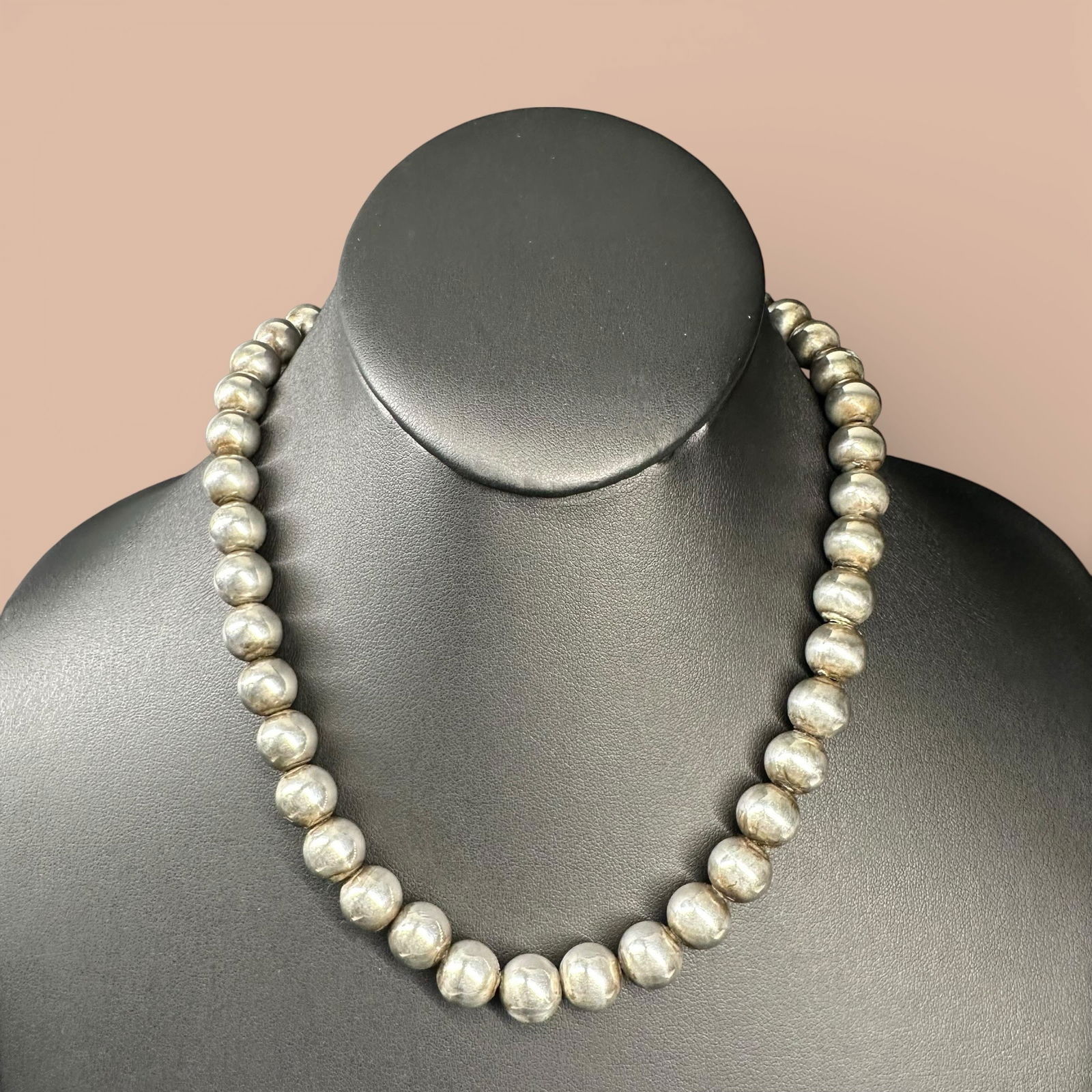 16"-18"/45g 18”/45g Vintage Sterling Silver Bead Necklace (1 of 8)