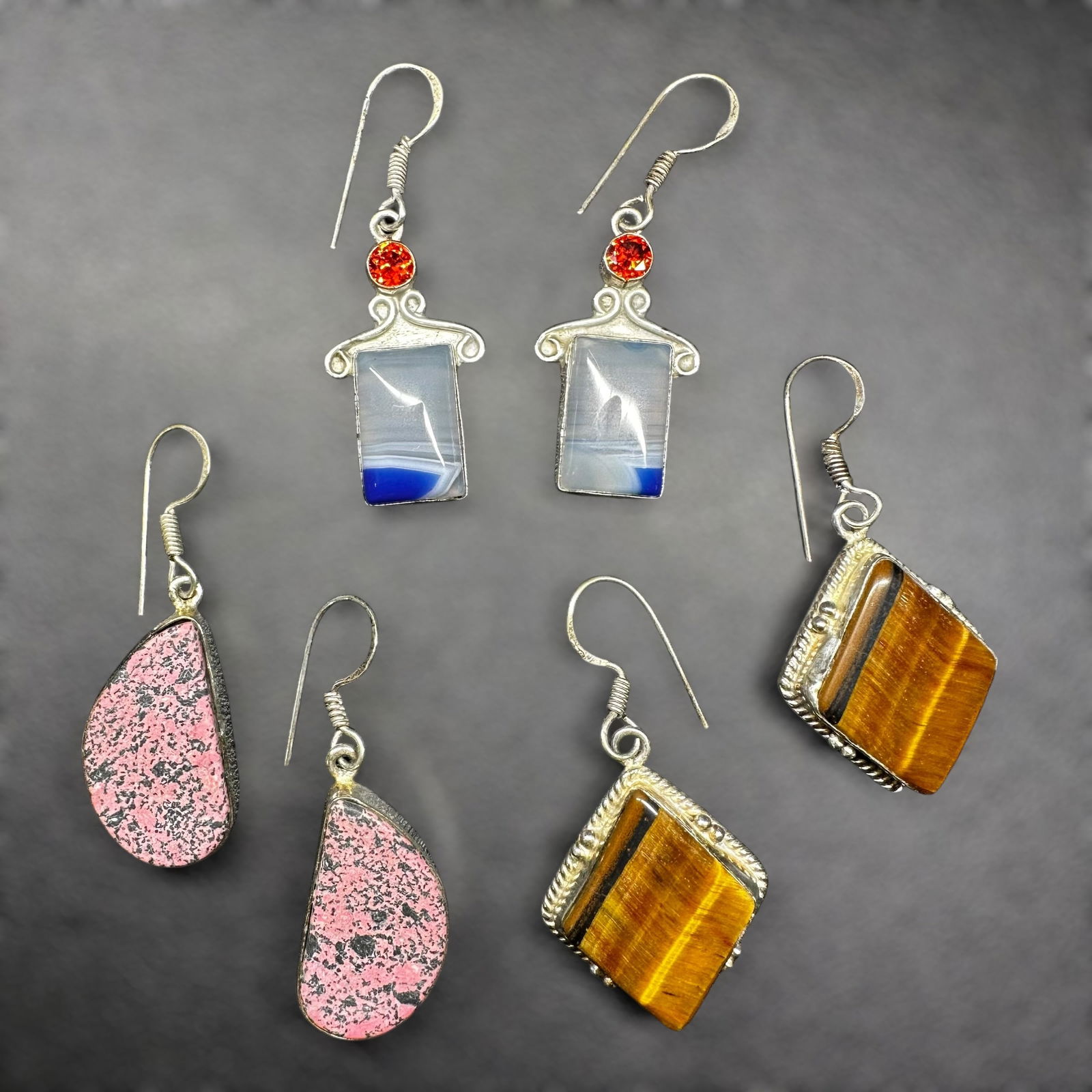 32g 925 Sterling Silver Gemstone Earring Lot (1 of 15)