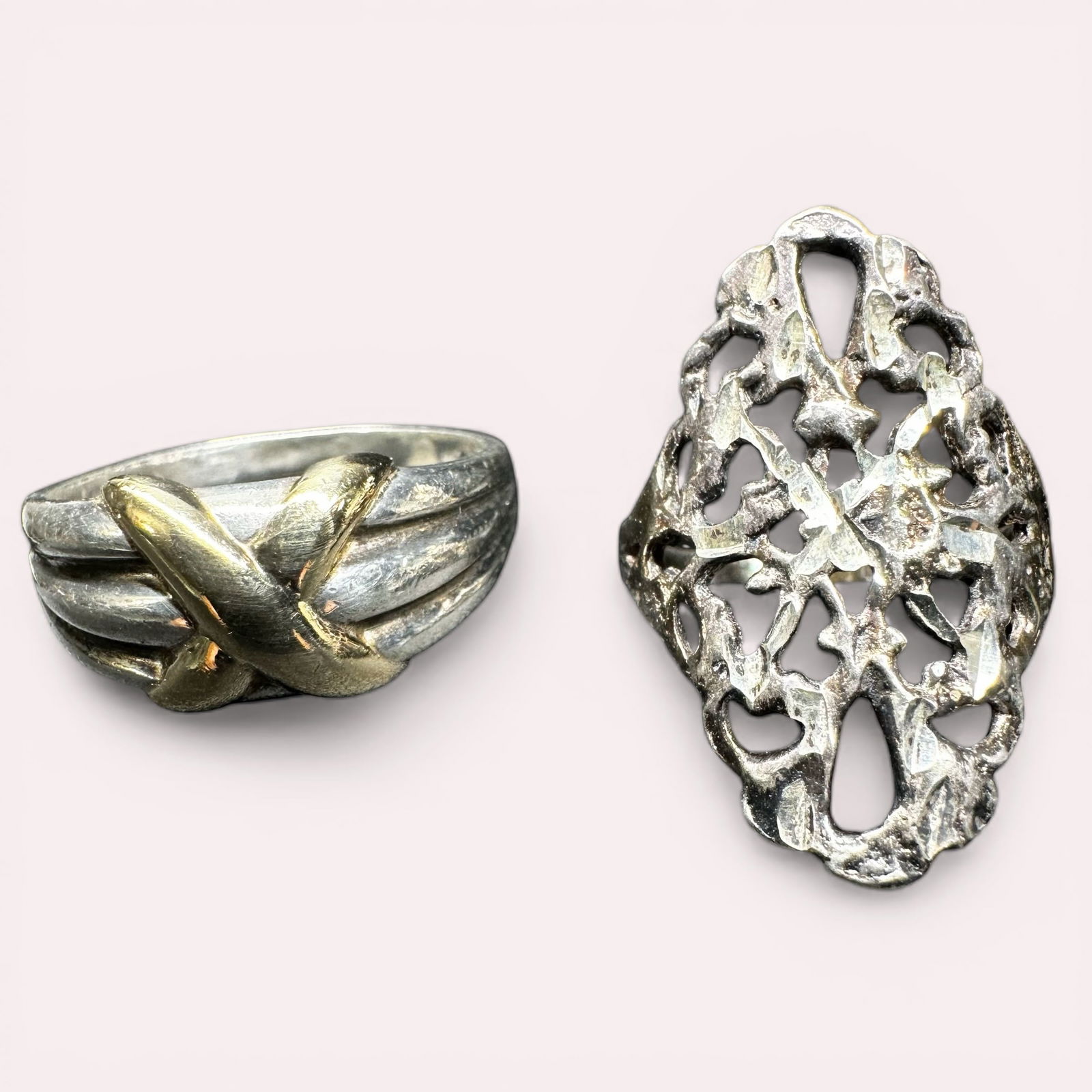 Sz7/Sz10.5/10g 925 Sterling Silver 14K Gold Filled Ring Lot (1 of 15)