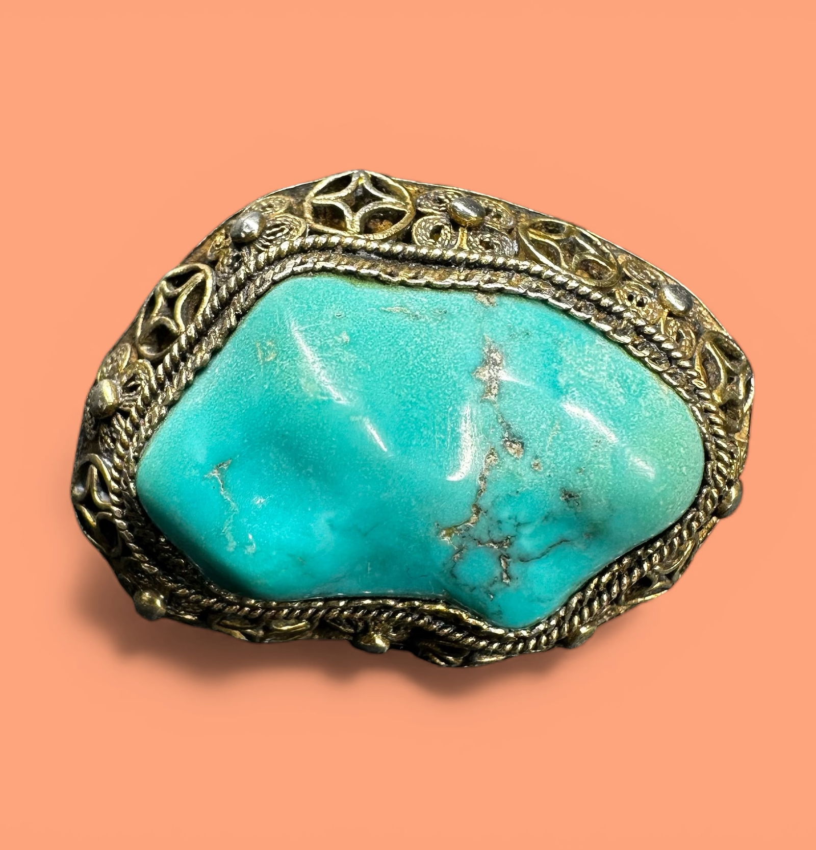 31g Vintage Decorative Silver & Turquoise Brooch (1 of 8)