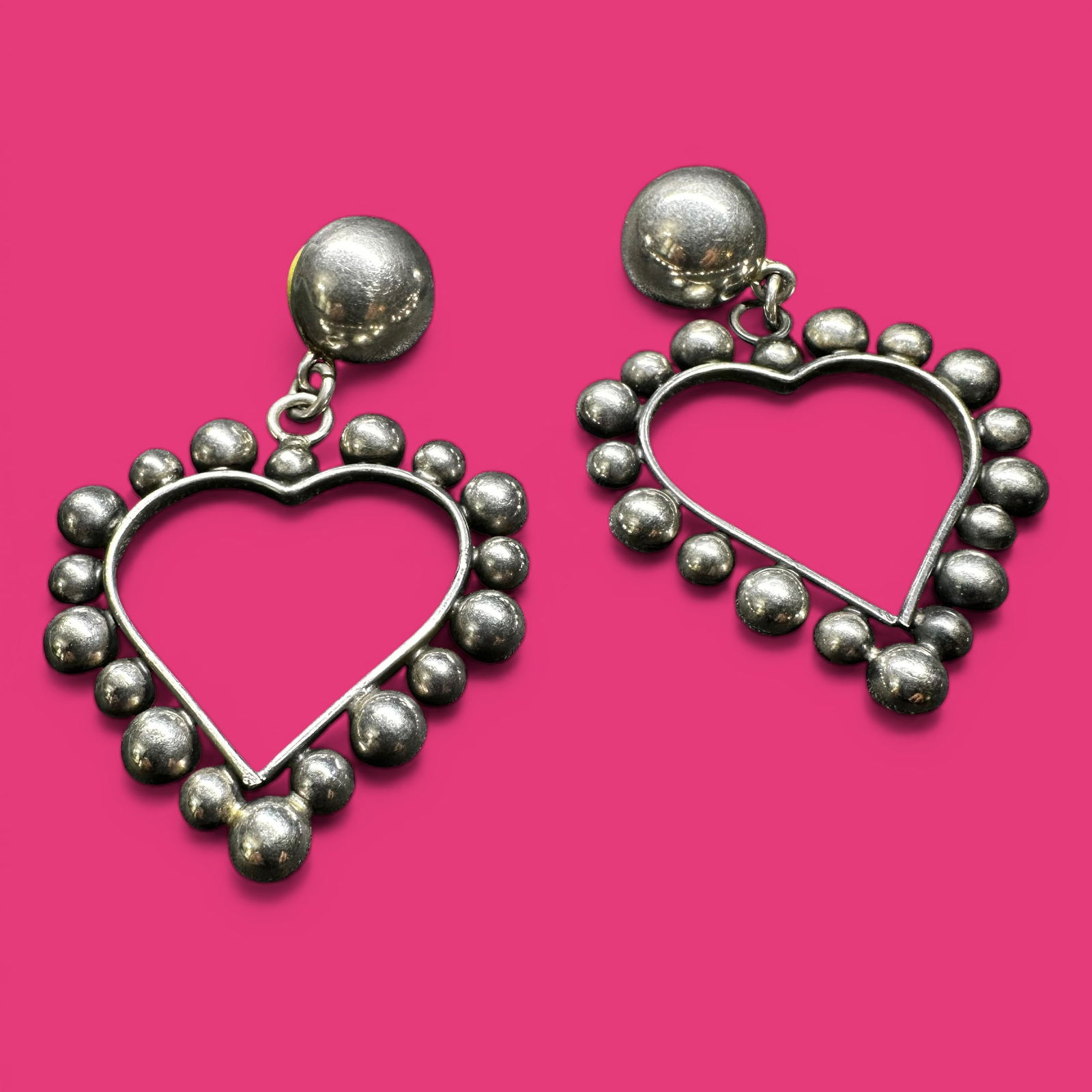 18g Vintage Western Style 925 Sterling Silver Heart Earrings (1 of 9)