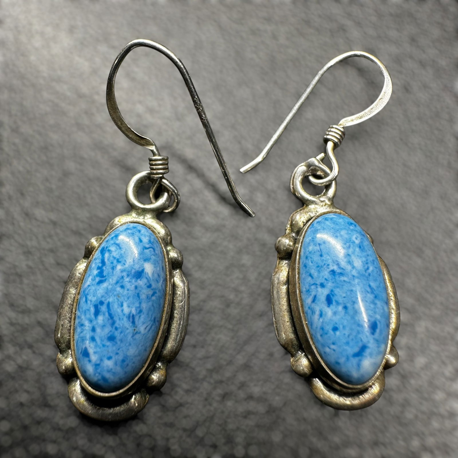 4g Vintage Native American 925 Sterling Silver Blue Stone Earrings (1 of 6)
