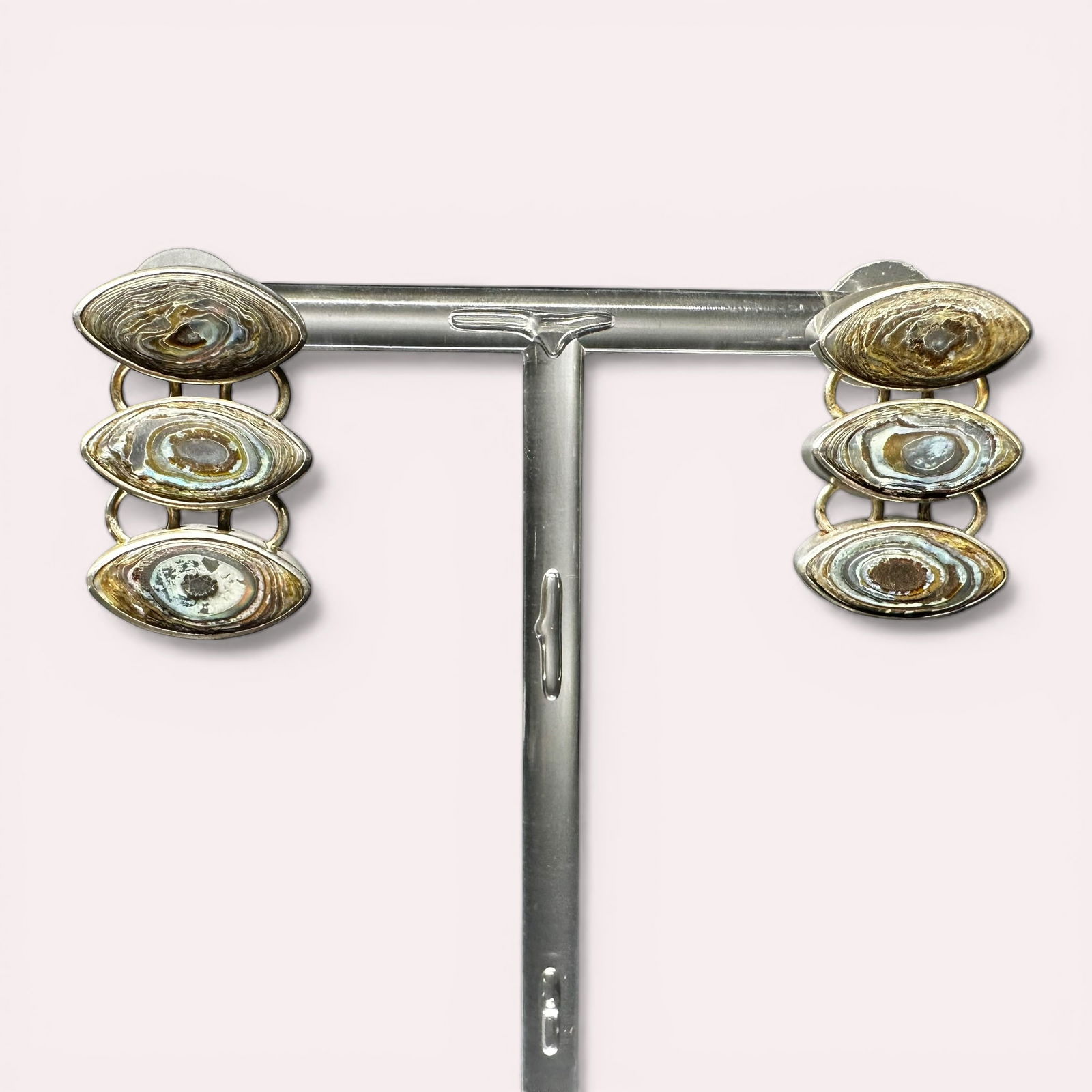 12g Native American 925 Sterling Silver Abalone Dangle Earrings (1 of 7)